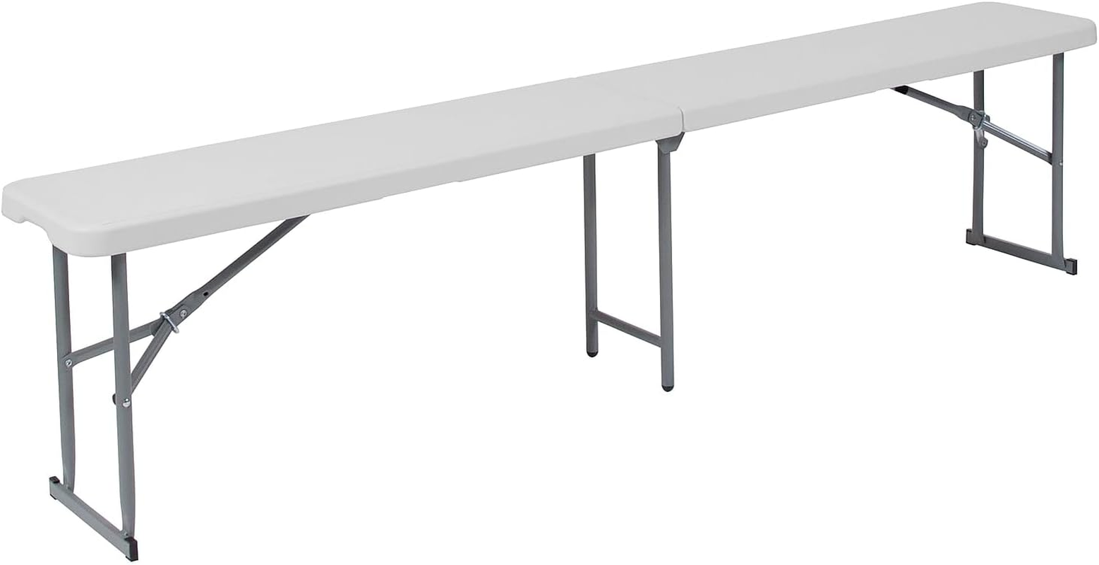 Flash Furniture 10.25''W X 71''L Bi-Fold Granite White Plastic Bench with Carrying Handle image number 5
