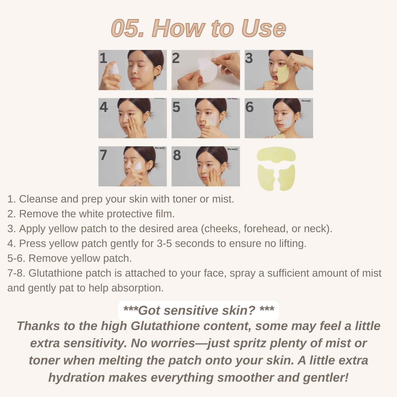 [Dermafi] Glutathione 5% + Collagen 95% Instant Resilience Melting Patch Facial Mask Pack (7 Pack) Korean Beauty image number 6