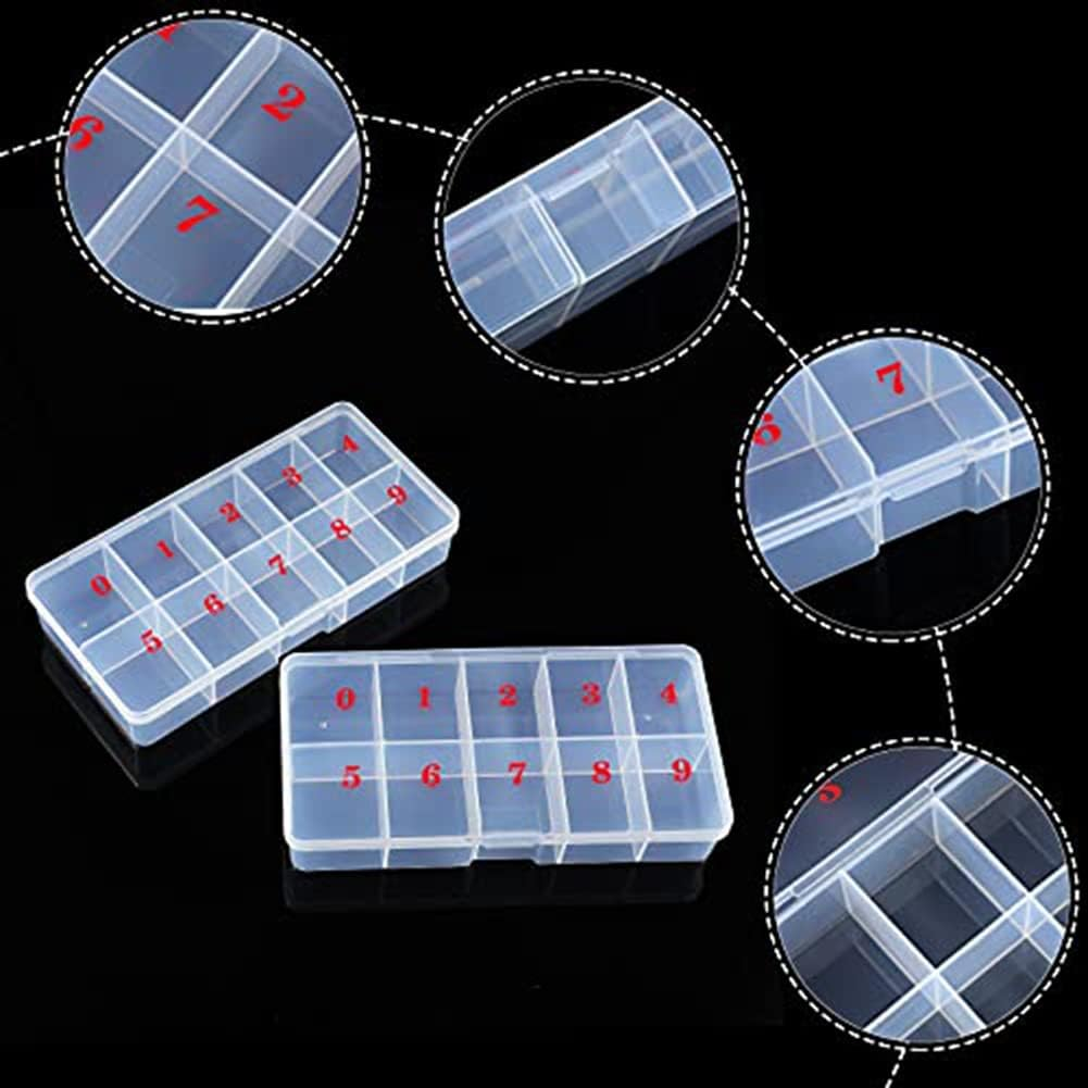 Nail Tip Box Empty Nail Tips Organizer Storage Fingernail Box Spaces Storage Case Container Nail Box Grid Box image number 5