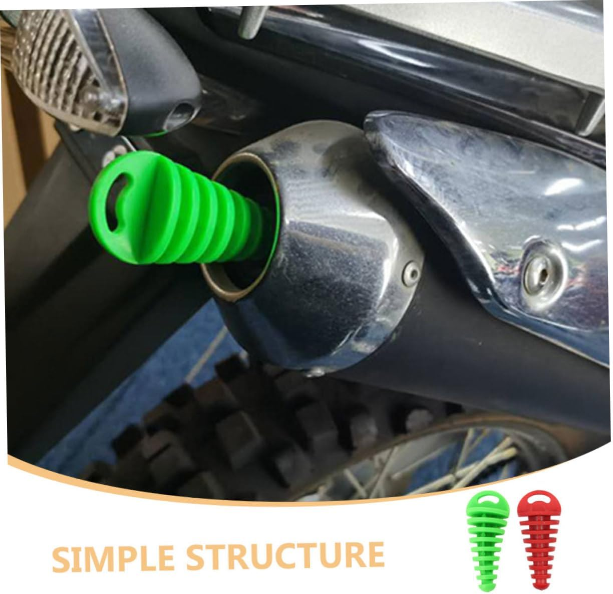 2Pcs Motorcycle Air-Bleeder Plugs Tailpipe Wash Plugs Waterproof Green and Red Motorcycle Exhaust Accessories for Motorbike Repair image number 2