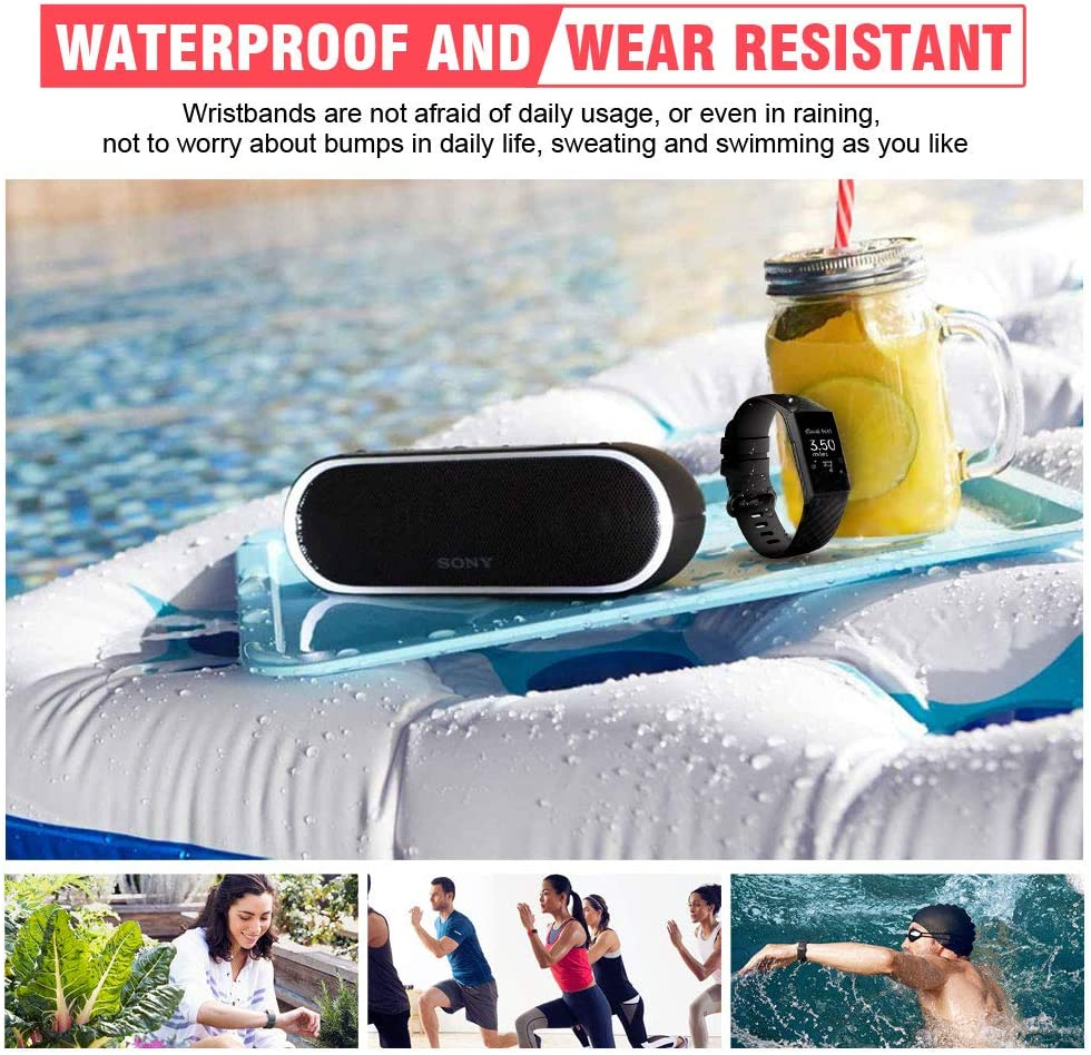 T Tersely Replacement Bands for Fitbit Charge 4/3,Charge 4 SE/3 SE Fitness Activity Tracker, Silicone Fitbit Charge 3/3 SE Waterproof Sport Band Strap Bracelet Fitness Wristband image number 3