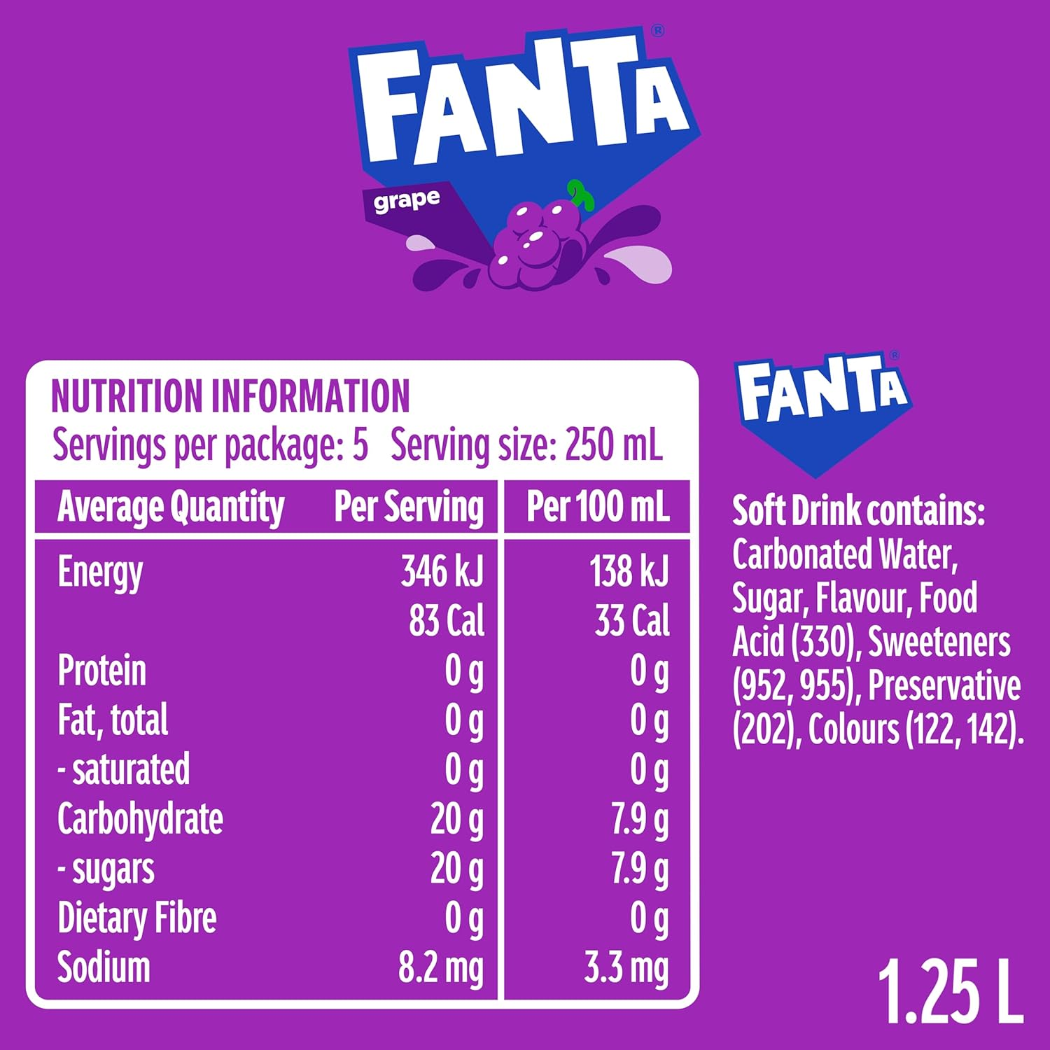 Fanta Grape Soft Drink Multipack Bottles 12 X 1.25L image number 5