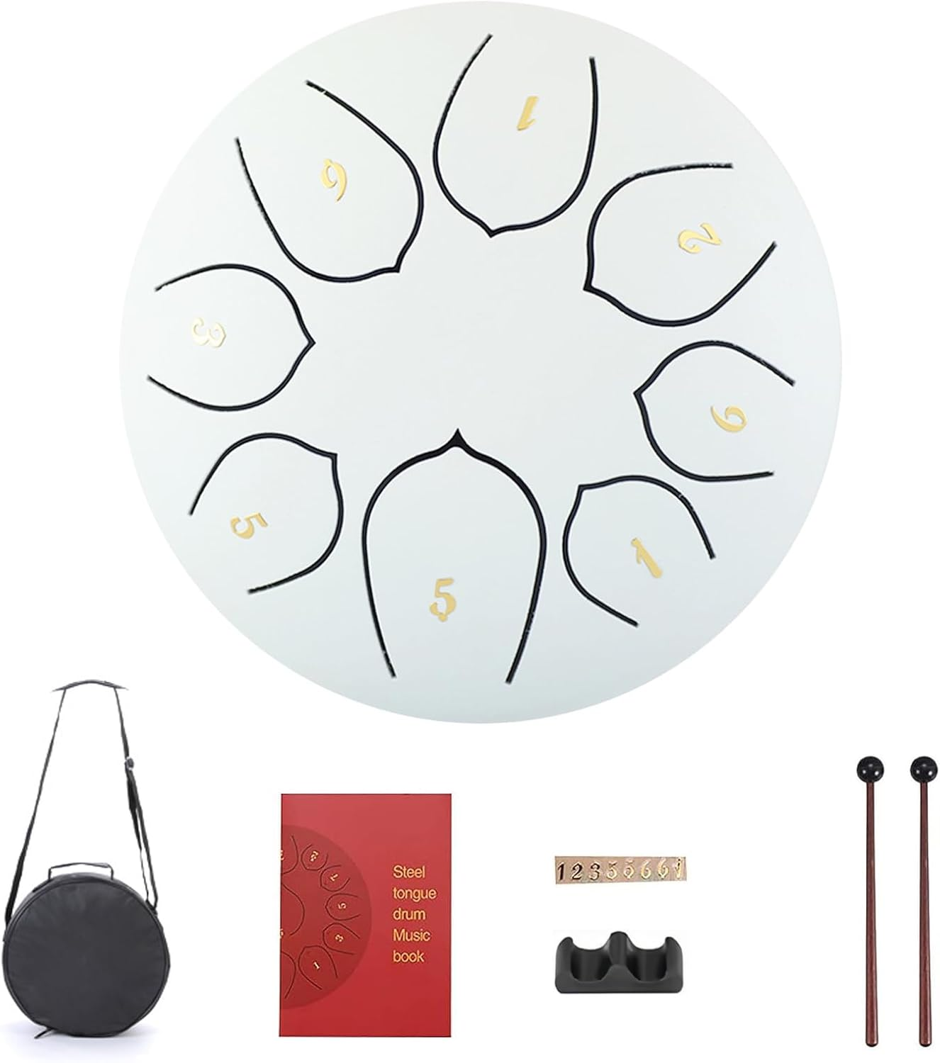 Lancoon Steel Tongue Drum with Hand Pan 6 Inches 8 Notes Durable Musical Instrument Soft Sound Rain Drum Non-Slip Easy to Play for Kids Yoga Meditation Entertainment