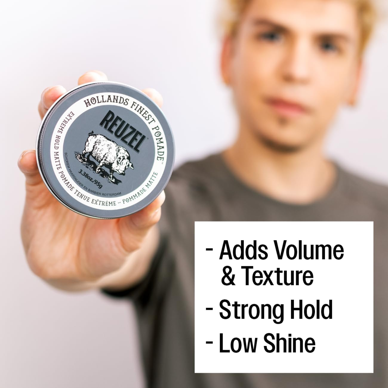 REUZEL Extreme Hold Matte Pomade - Men'S Concentrated Wax Formula with Natural and Organic Hold - a Vegan D image number 4