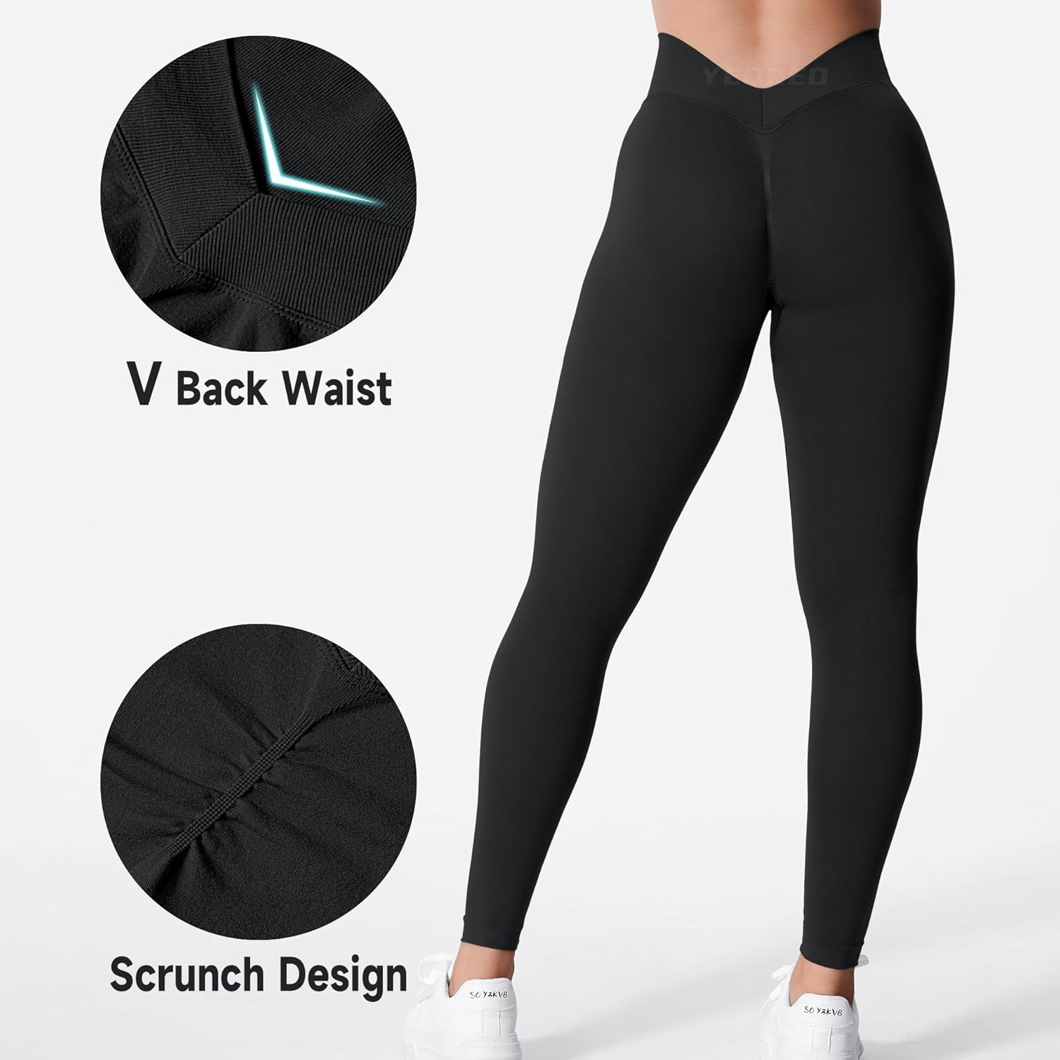 YEOREO Liz Scrunch Workout Leggings for Women High Waisted Butt Lifting V Back Waist Seamless Gym Yoga Leggings image number 3