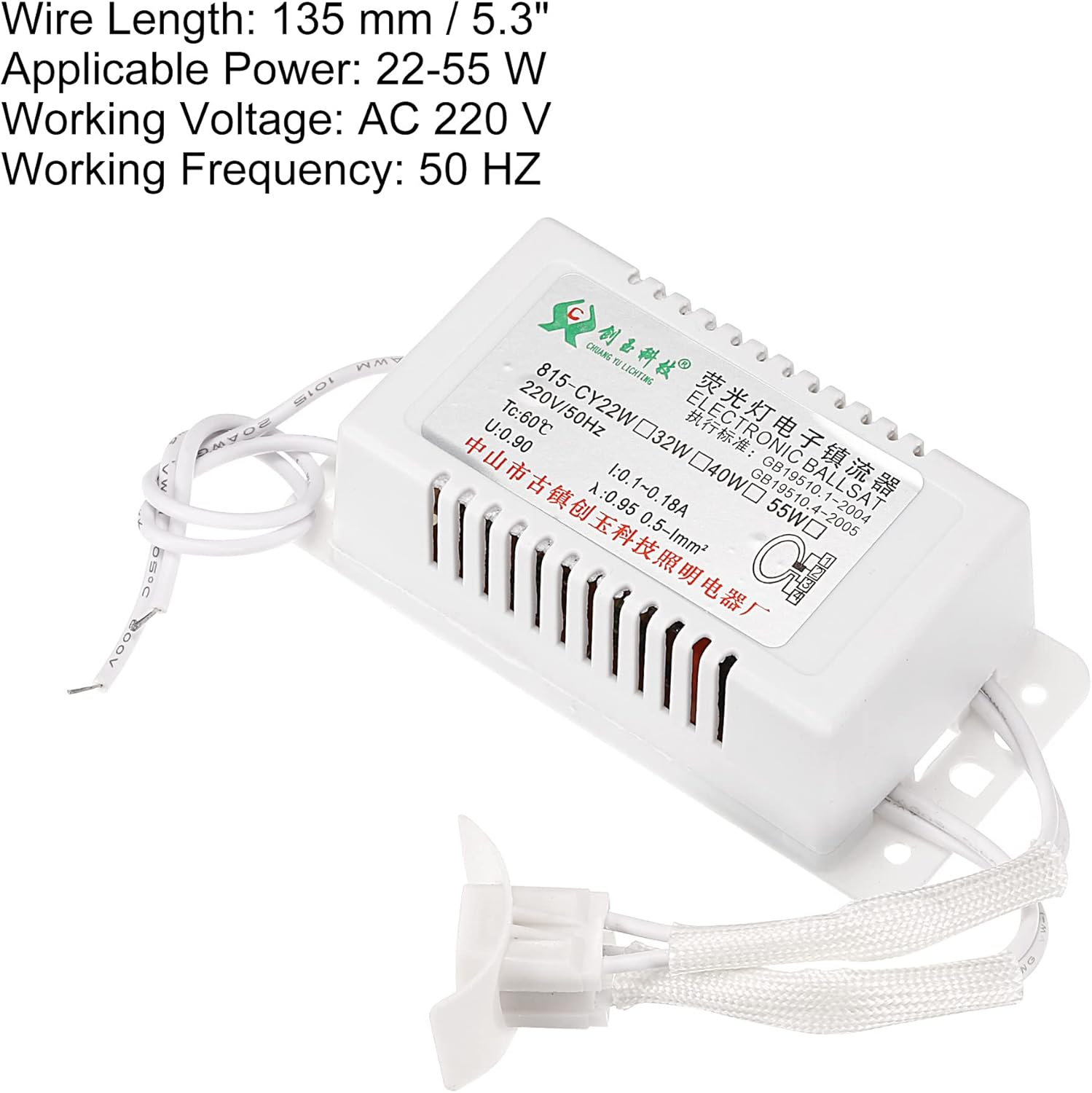 Uxcell 4X2X1 Electronic Ballast, 220V AC 22/55-Watt Ring Fluorescent Lamp Universal Ballast Tube Instant Start, Silver Tone image number 3