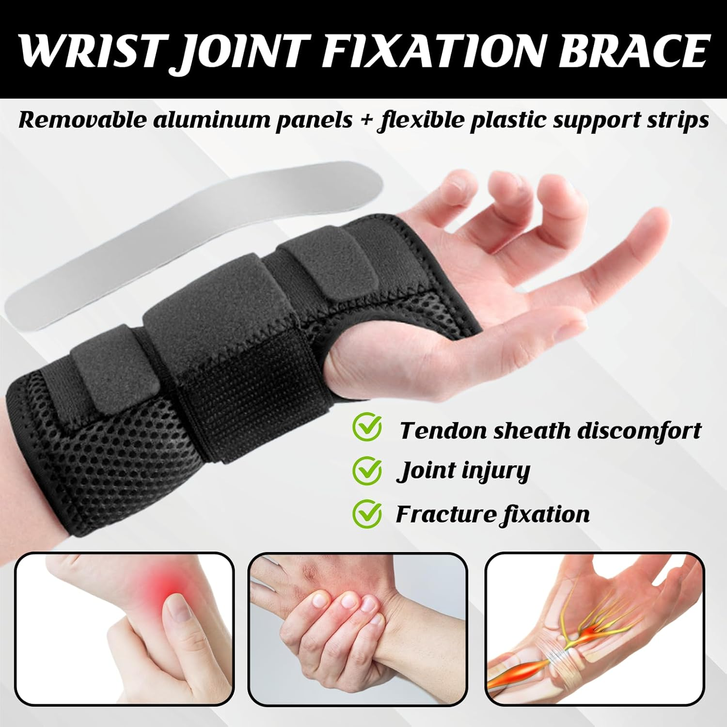 2 Pcs Carpal Tunnel Wrist Brace, Wrist Splint, Wrist Support Suitable for Both Hands (Steel), TFCC Relief, Breathable & Comfortable for Sleeping Work Sport Snowboarding Gym