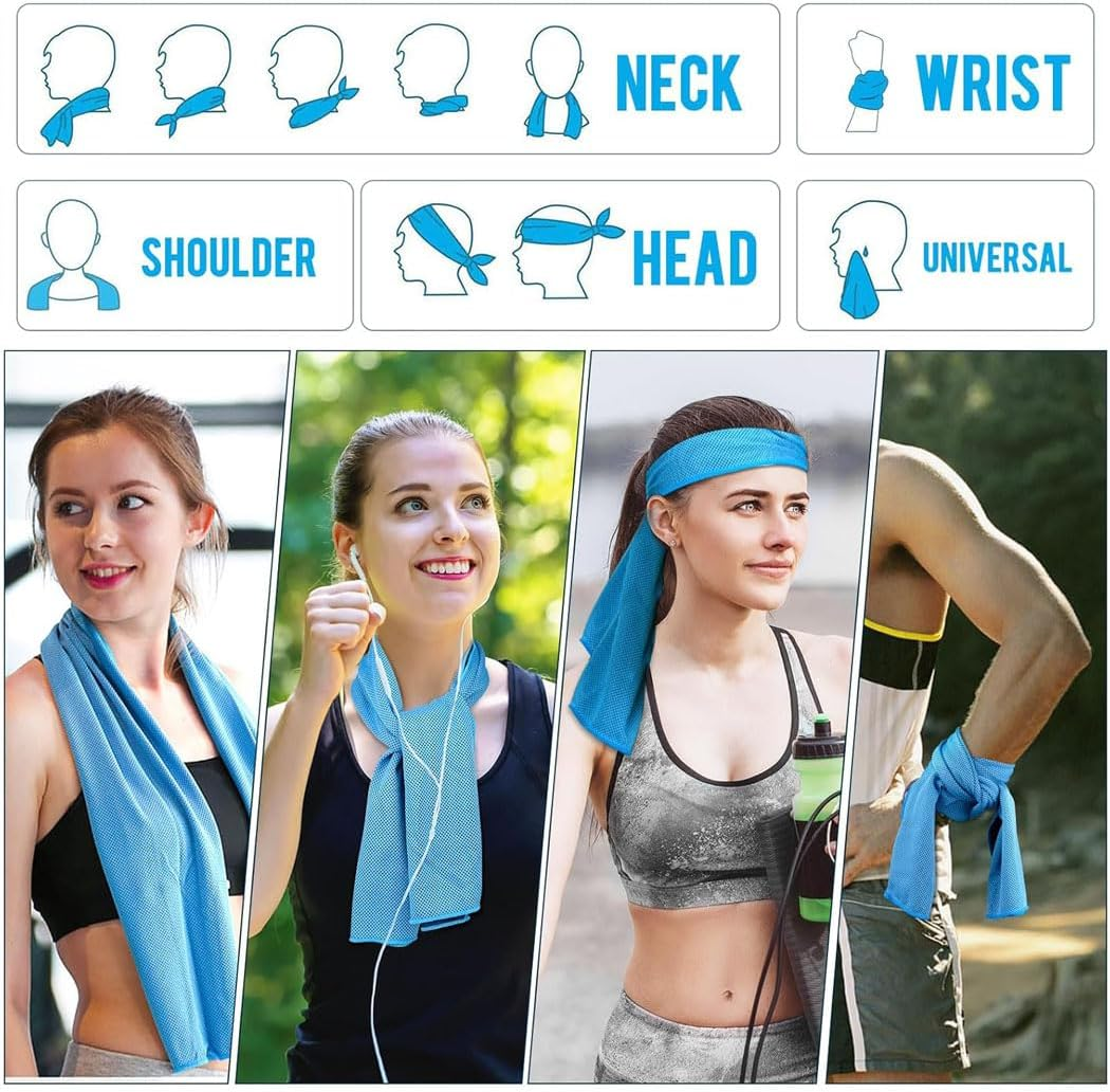 Idopick 6 Pack Gym Cooling Towels, Soft Breathable Towel for Men Gym Workout Microfiber Towel for Neck and Face, Instant, Cooling Towel for Working Out, Yoga Towel, Quick Dry for Running,Camping image number 2