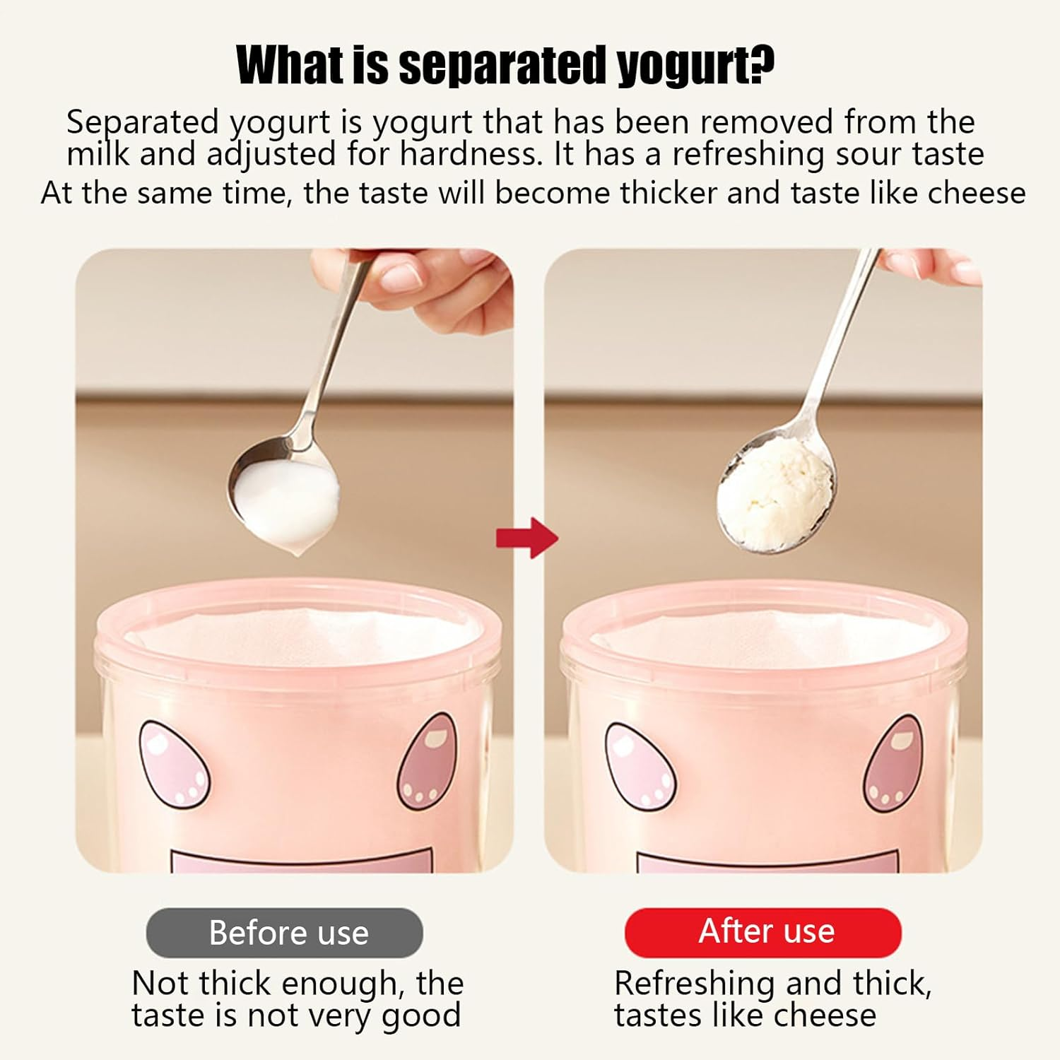 Yogurt Strainer with Lid,Reusable Yogurt Maker Strainer | Sifter Safe Food Sieve Kitchen Tools for Juicing Tea Coffee Cheese Making Milk Baking Kitchen image number 5