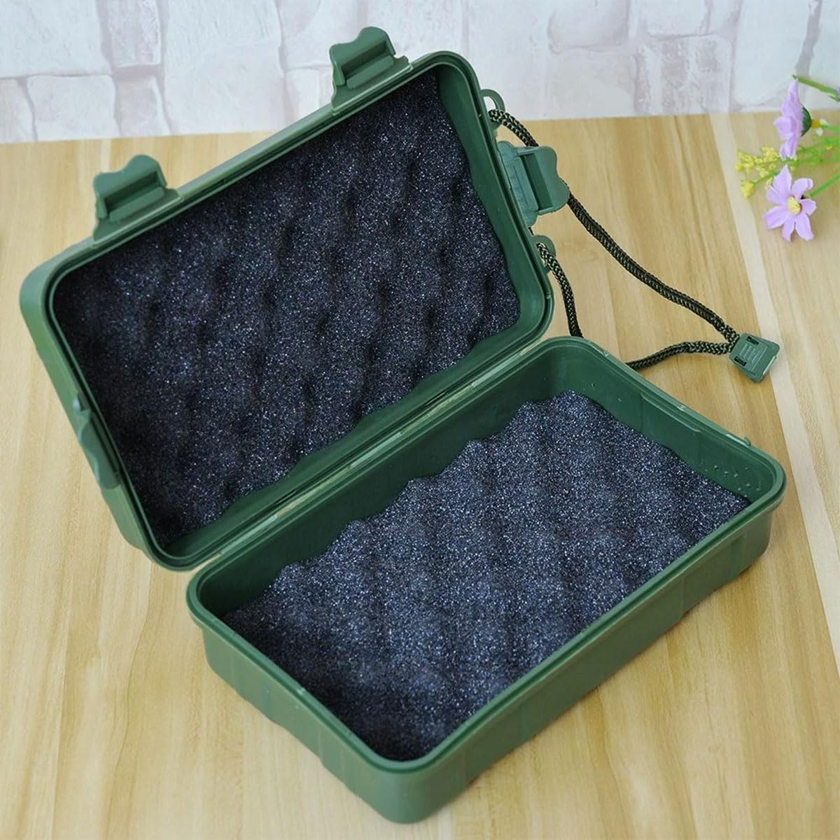AIMALL Hard Plastic Flashlight Storage Case Army Green Waterproof Shockproof Box with Foam Liner for 6.8In/7.6In/8.2In/10In Lights Outdoor Tactical Use image number 1
