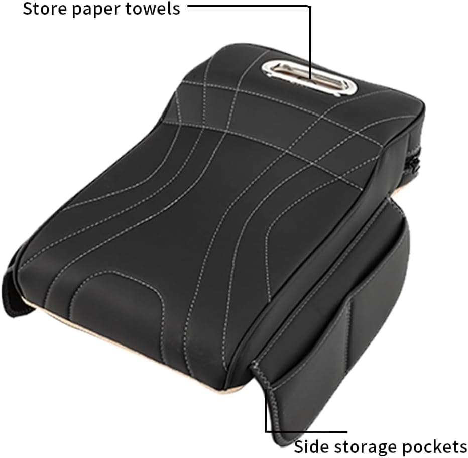Auto Center Console Armrest Pillow Pad, All-In-One Pressurized Multi-Function Car Armrest Heightening Pad with Phone Holder Storage,Tissue Box