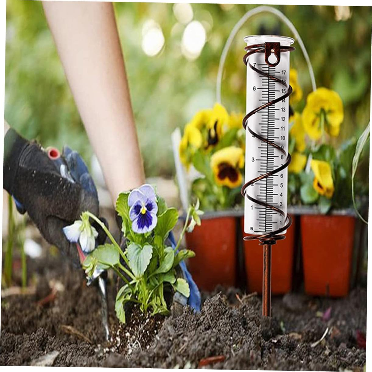 UPKOCH 4Pcs Glass Rain Gauge Tubes with Clear Scale Outdoor Rainfall Measuring Cylinders for Garden Patio Lawn Accurate Water Measurement image number 4