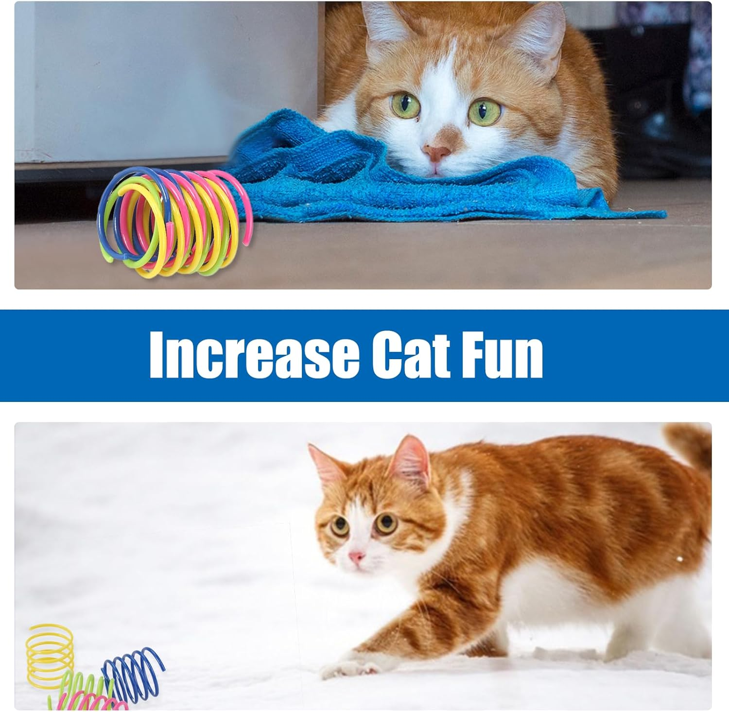 Pack of 100 Cat Toy Spiral Set, Cat Spring Toy, Plastic Spiral Feathers, Interactive Toy, Wide Colourful Spiral Feathers, Cat Toy for Cats, Dogs, Pets Beating, Biting, Hunting image number 1