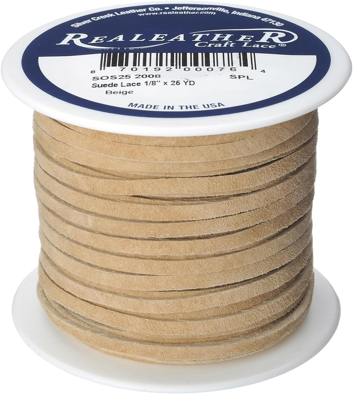 Realeather Crafts Suede Lace, 0.125-Inch Wide and 25-Yard Spool, Red