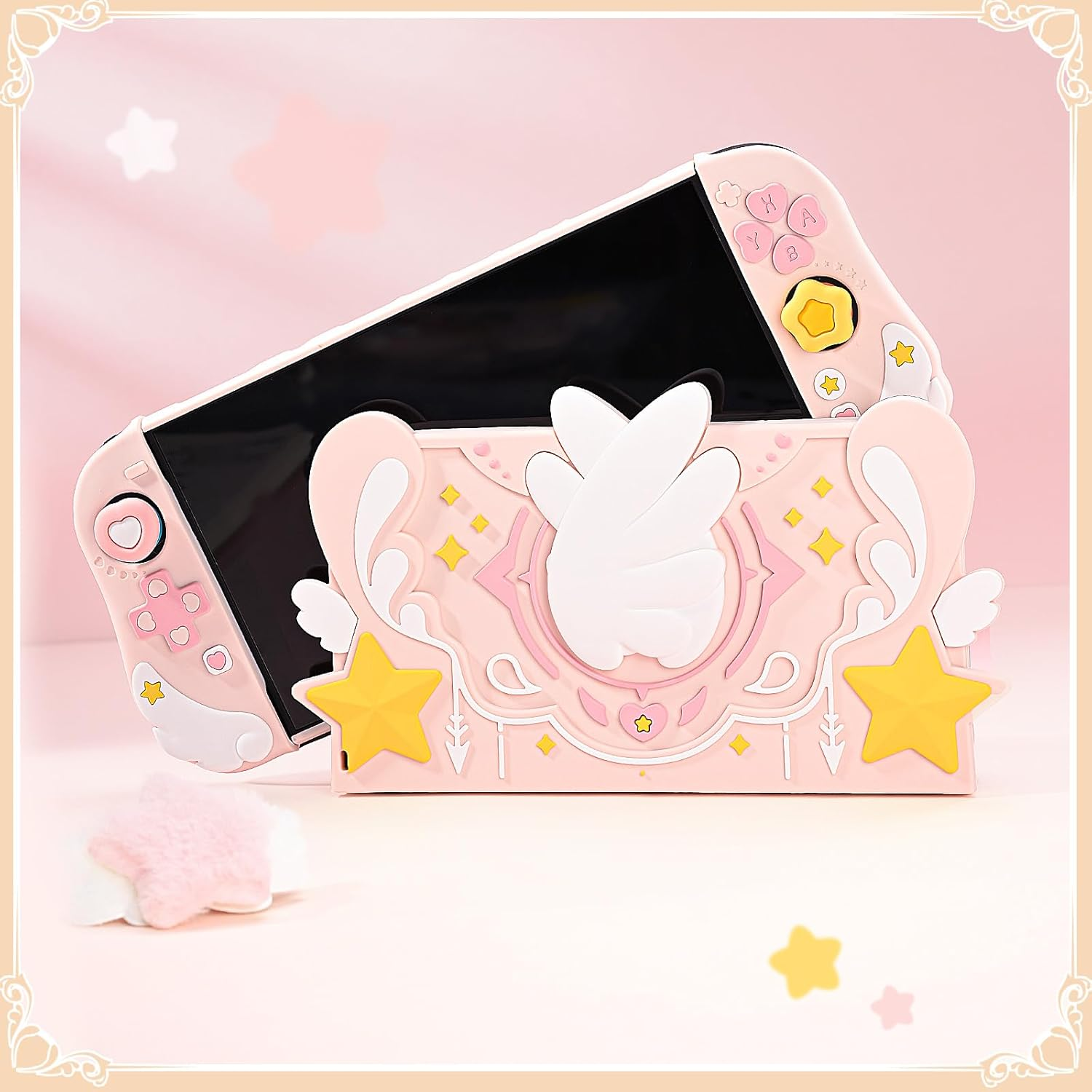 Geekshare Soft Silicone Faceplate Cover Compatible with Switch 2 Charging Dock, Star Wings Series Soft Faceplate Protector - Anti-Scratch Dock Cover with Precise Cutouts image number 2