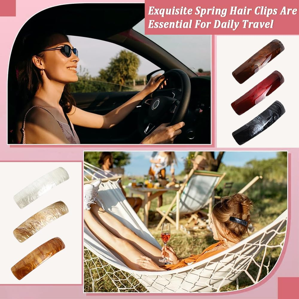 XFSRG Hair Clips Women'S Hair Clip Ombre Design Striped Colour Gradient Rectangular Feather Suitable for Half up Hair image number 6