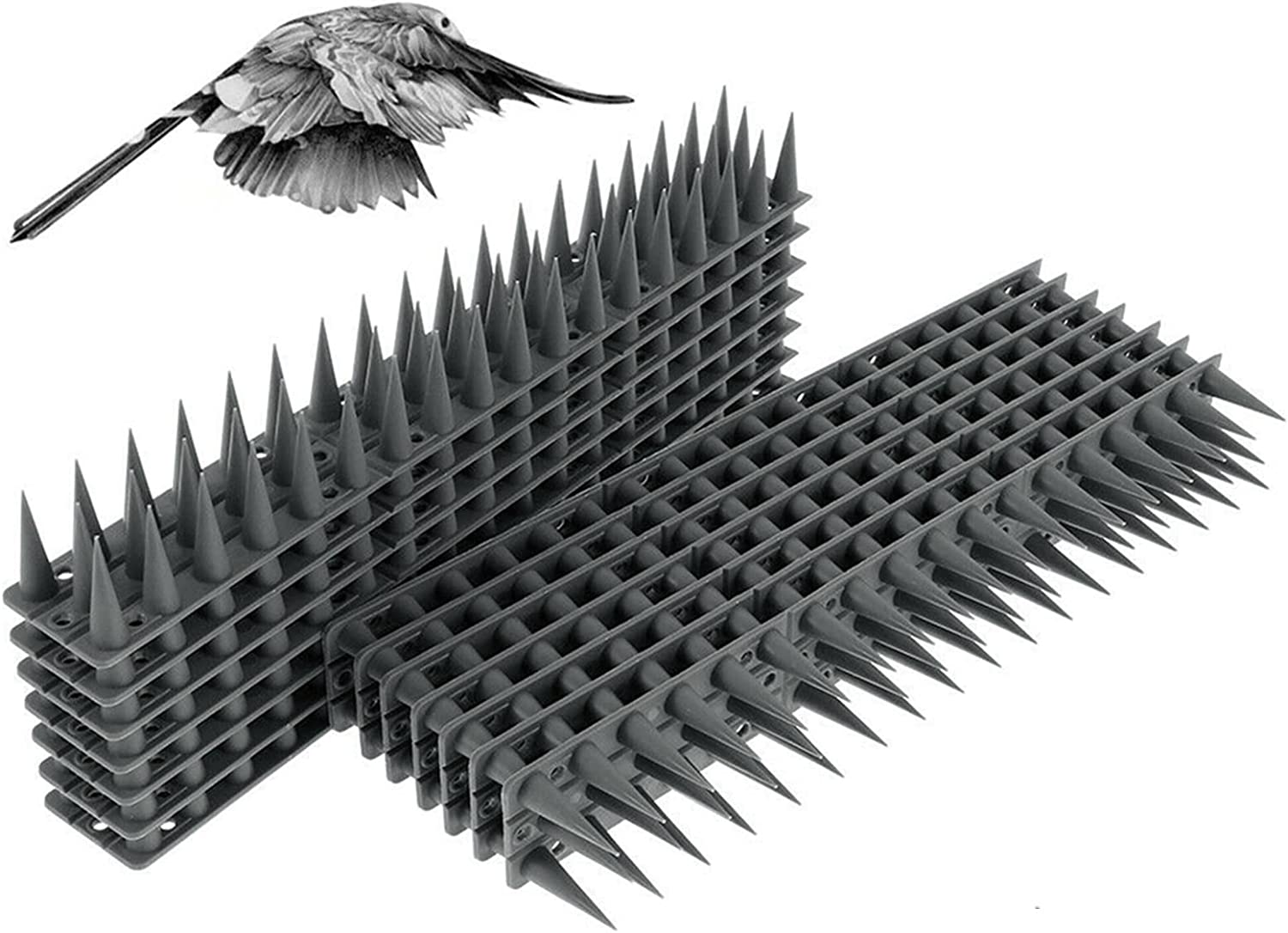 HOTOOLME Bird Spike 14 Pack for Bird, Cat, Squirrel, Mouse, Pest Control Fence Spike Bird, Spikes Fence Wall Deterrent 13X1.77X1.45 Inches, Grey image number 5