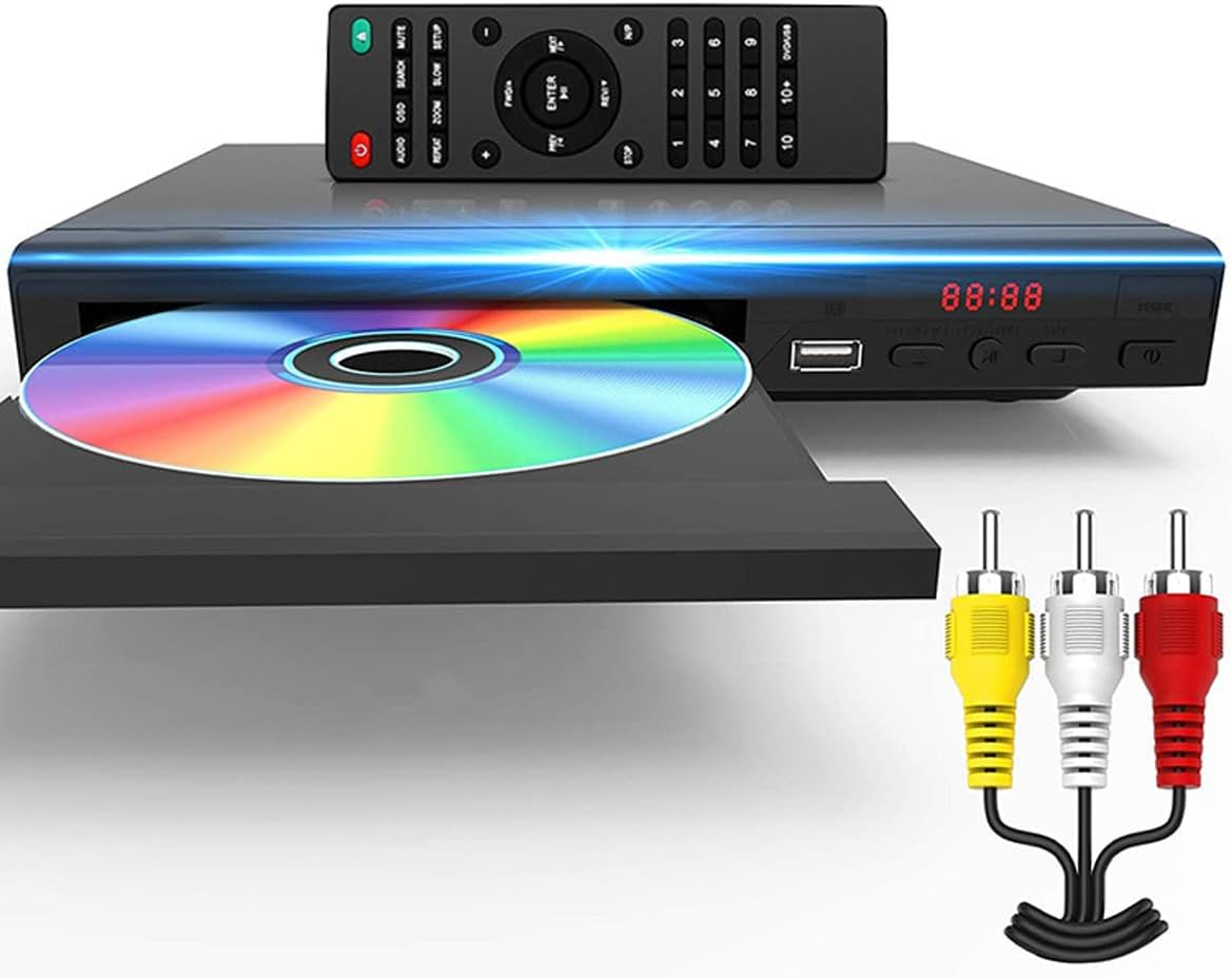 AIMALL Multi-Region HD 1080P DVD Player with HDMI, RCA, Coaxial Output, Includes Remote and Cables, Compatible with Various Formats image number 2