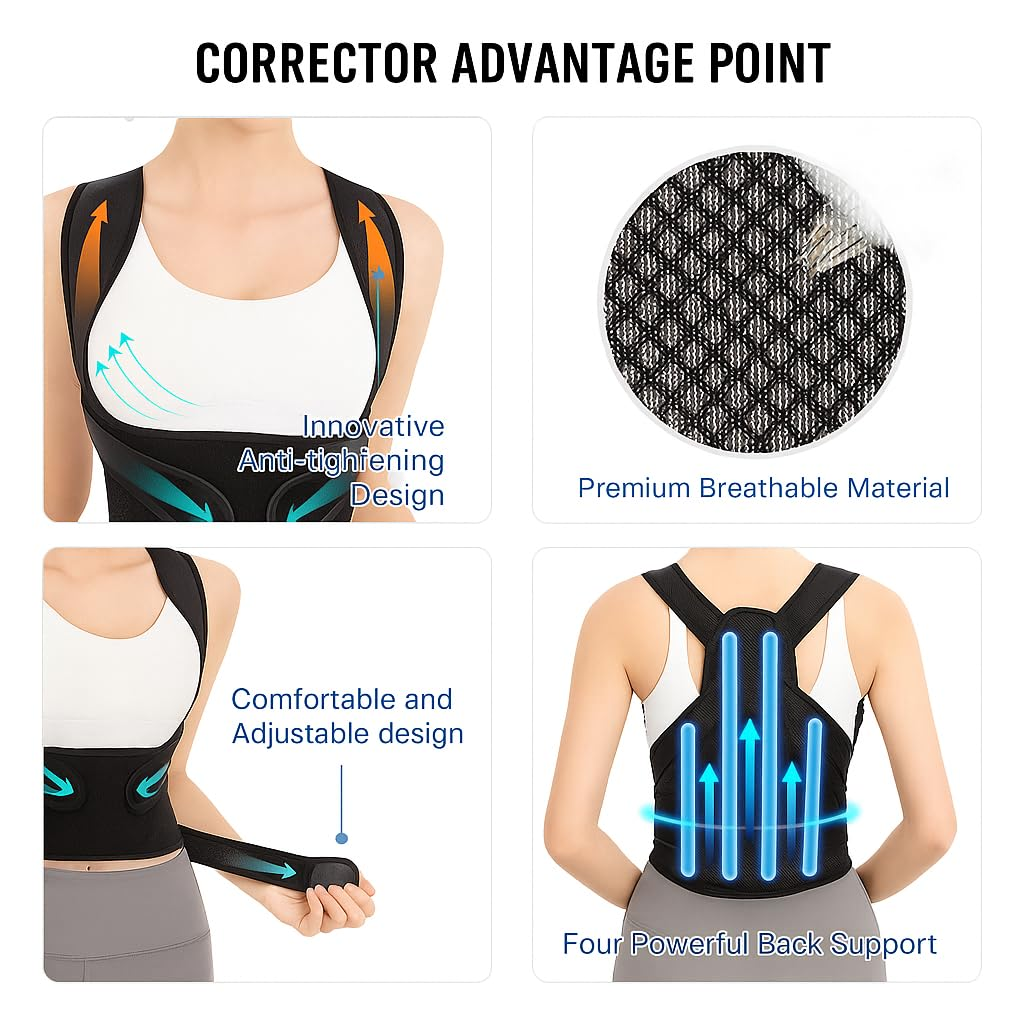 Back Brace Posture Corrector for Women and Men,Shoulder Straightener,Adjustable Full Back Support,Posture Corrector- Improve Posture Correct Hunchback Slouching under Clothes (S)