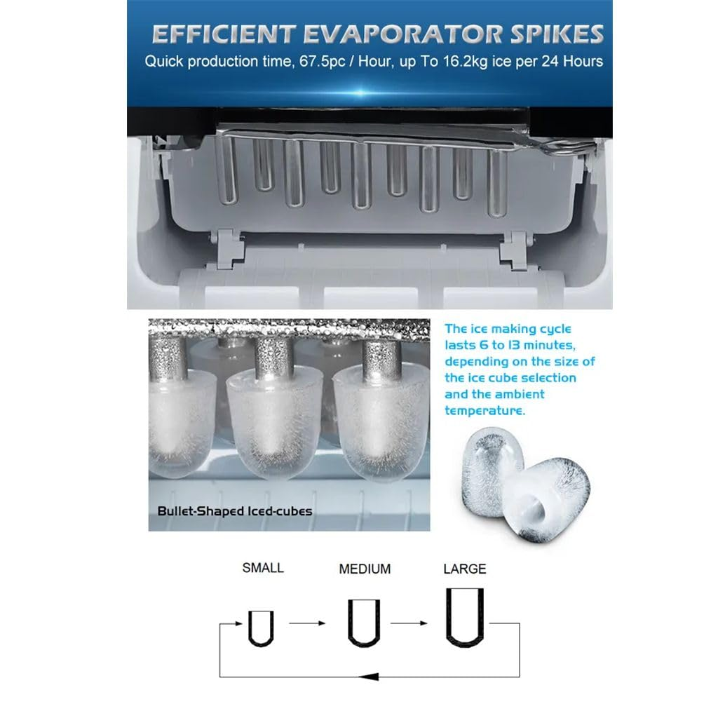 Maxkon Machine Countertop, 16.2Kgs in 24 Hours, 3.2L Larger Water Tank, Self-Clean Electric Compact Potable with Ice Scoop and Basket for Home/Kitchen/Office image number 5