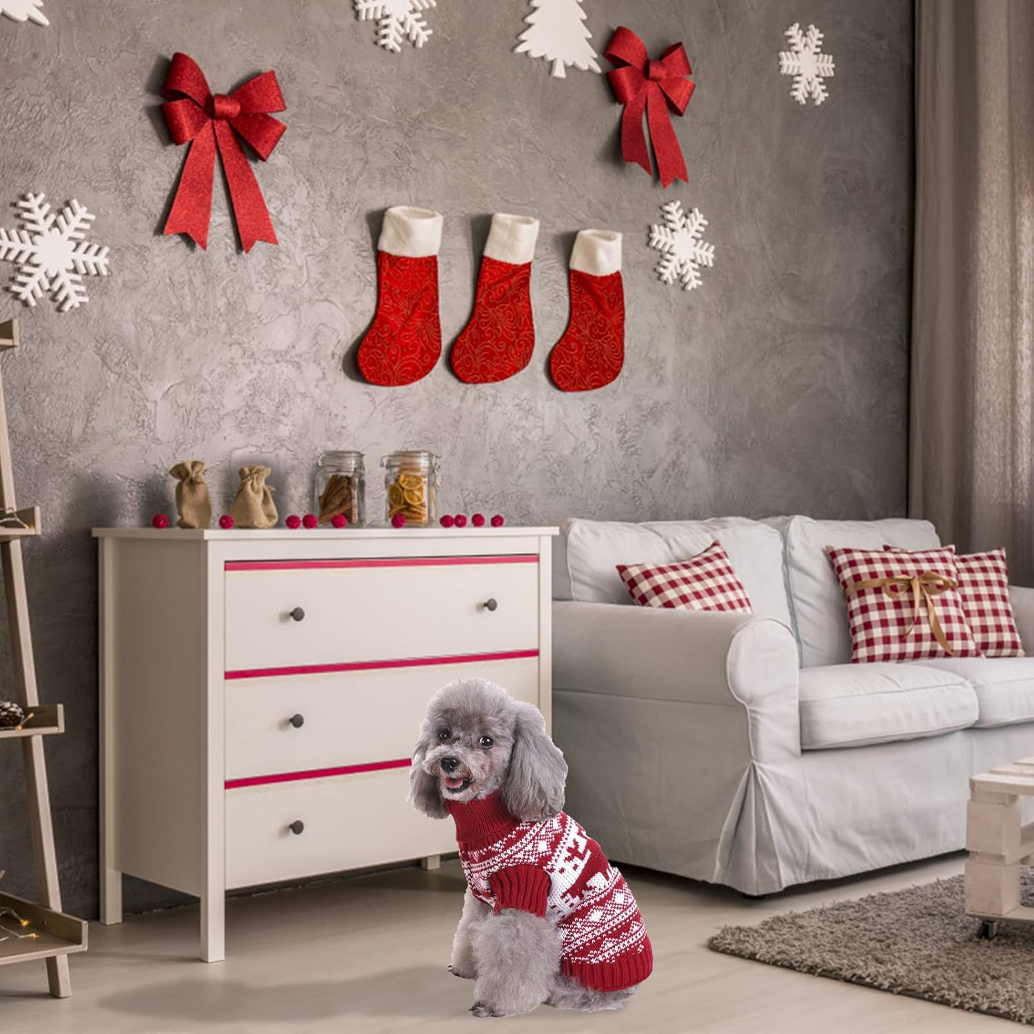 Christmas Dog Jumper Knitted Pet Dog Christmas Sweater Soft Winter Dog Jumper Coat Pet Xmas Sweater Clothes for Small Medium Large Dogs Cats Christmas Costume (Medium, Style-2)