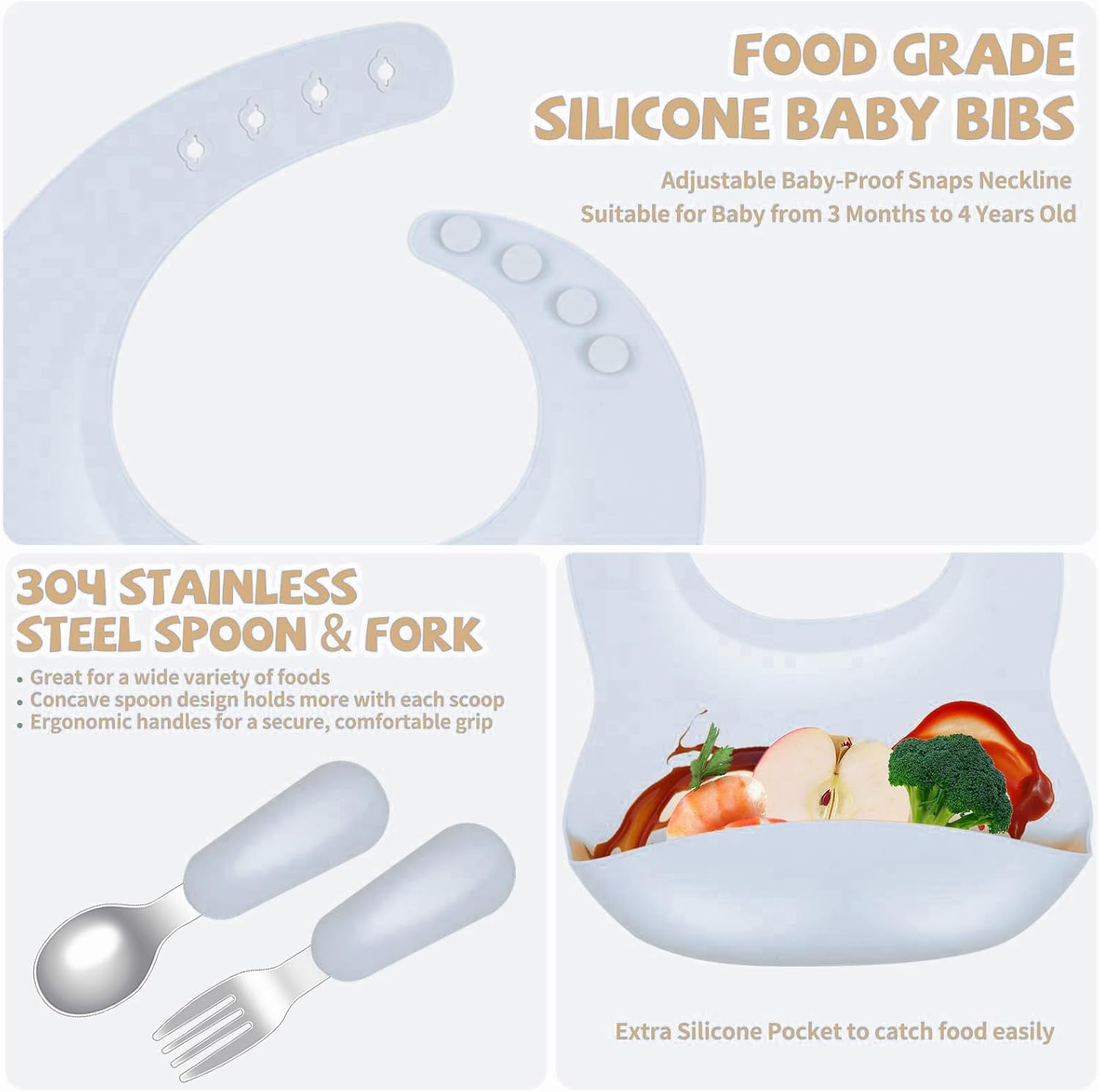 6-In-1 Blue Stainless Steel Kids Plates and Bowls, Contain Deep-Divide Toddler Plates, Bowls, Cup, Utensils & Bib &ndash; Bpa-Free 304 Steel + Silicone Suction &ndash; Dishwasher Safe image number 4