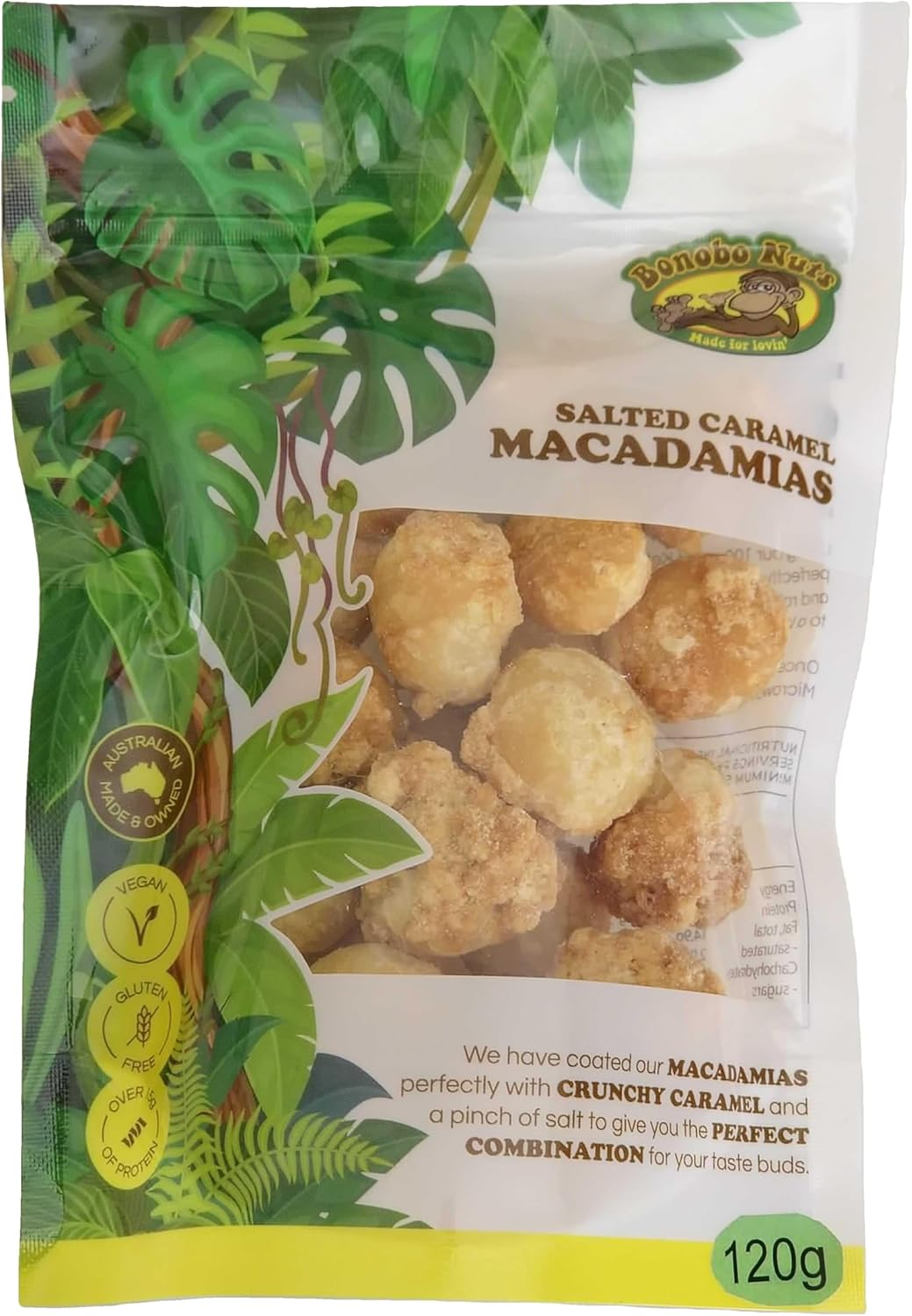 Salted Caramel Macadamias - 120G - Lightly Roasted and Coated in Salted Caramel