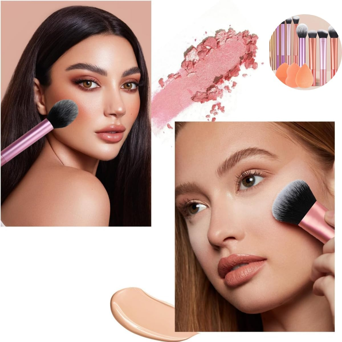 HIDOSNG Makeup Brush Set -8-In-1 Brushes: Eye Makeup Brushes、Foundation Brush、 Concealer Brush、 Blusher Brush Premium Synthetic Makeup Brushes Premium Brush Kit (11PCS) image number 3