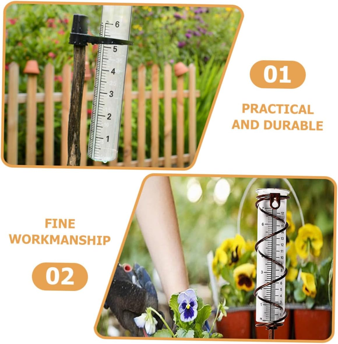 Ifundom 4Pcs Glass Rain Gauge Test Tubes 6-Inch 7-Inch Outdoor Yard Rainfall Measuring Cylinders Scale for Garden and Home Rain Meter Tools