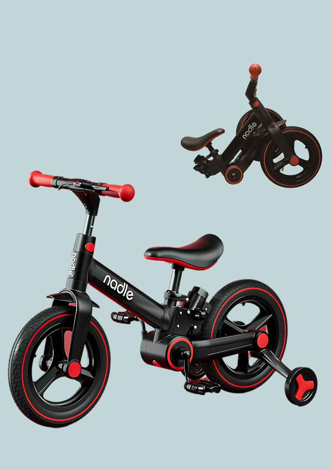 Nadle Kid'S 4 in 1 Balance Bike, Bicycle with Optional Training Wheels And/Or Parent Handle