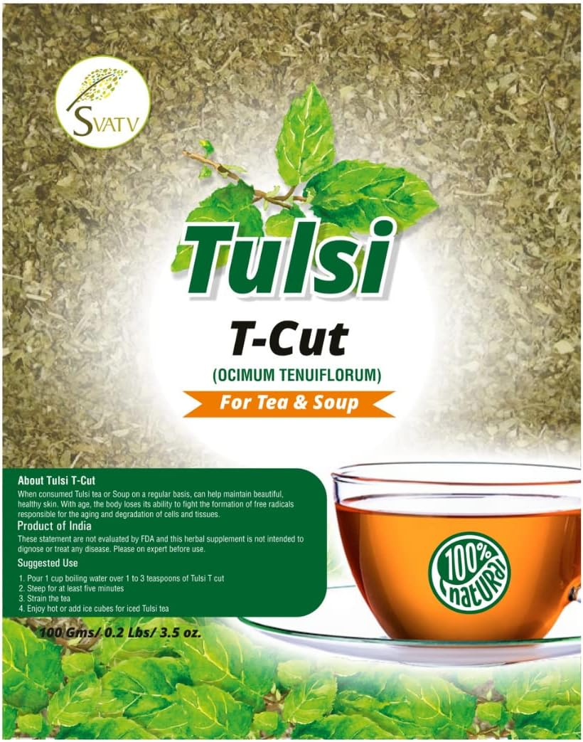 SVATV Herbal Tusli Loose Tea Leaf | Holy Basil Tea | Immune Support | Healthy Inflammatory Response | Rich Antioxidants - 100G, 3.52 Oz, 0.22 Lbs image number 3