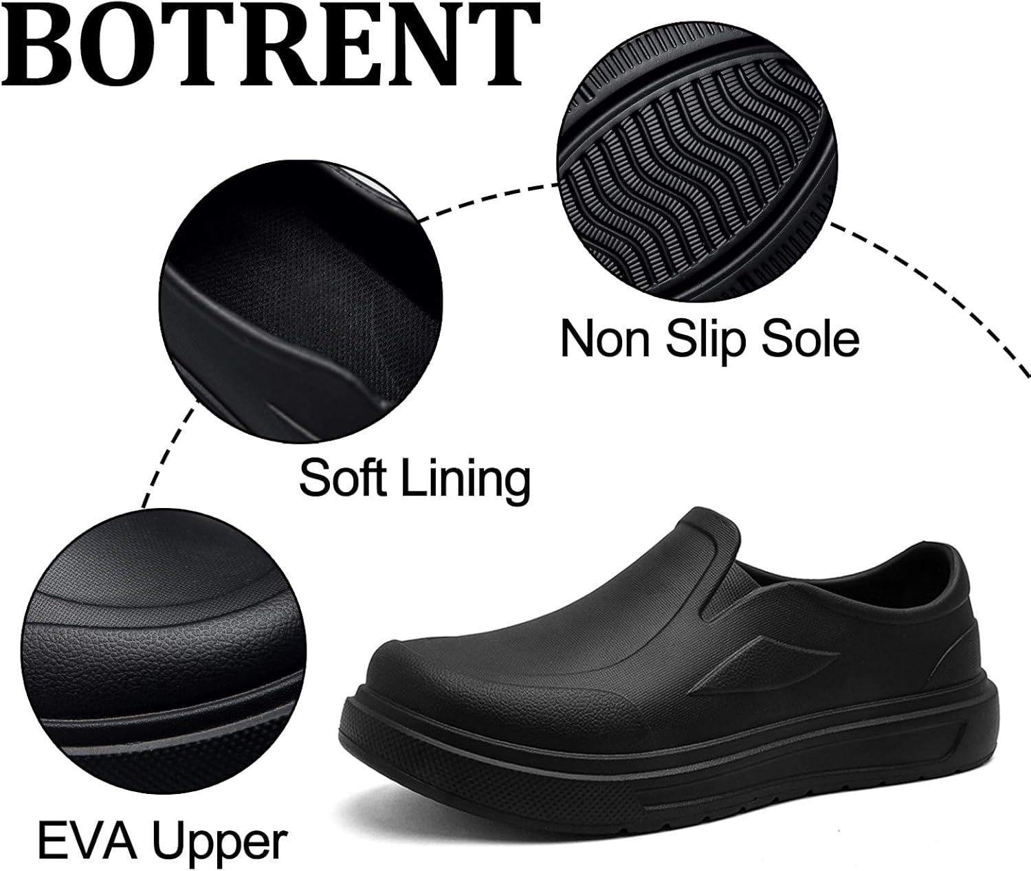 Men'S Oil Resistant Waterproof Slip-On Chef Shoes Comfort Lightweight Non Slip Work Penny Shoes Kitchen Outdoor Outdoor Loafers image number 3