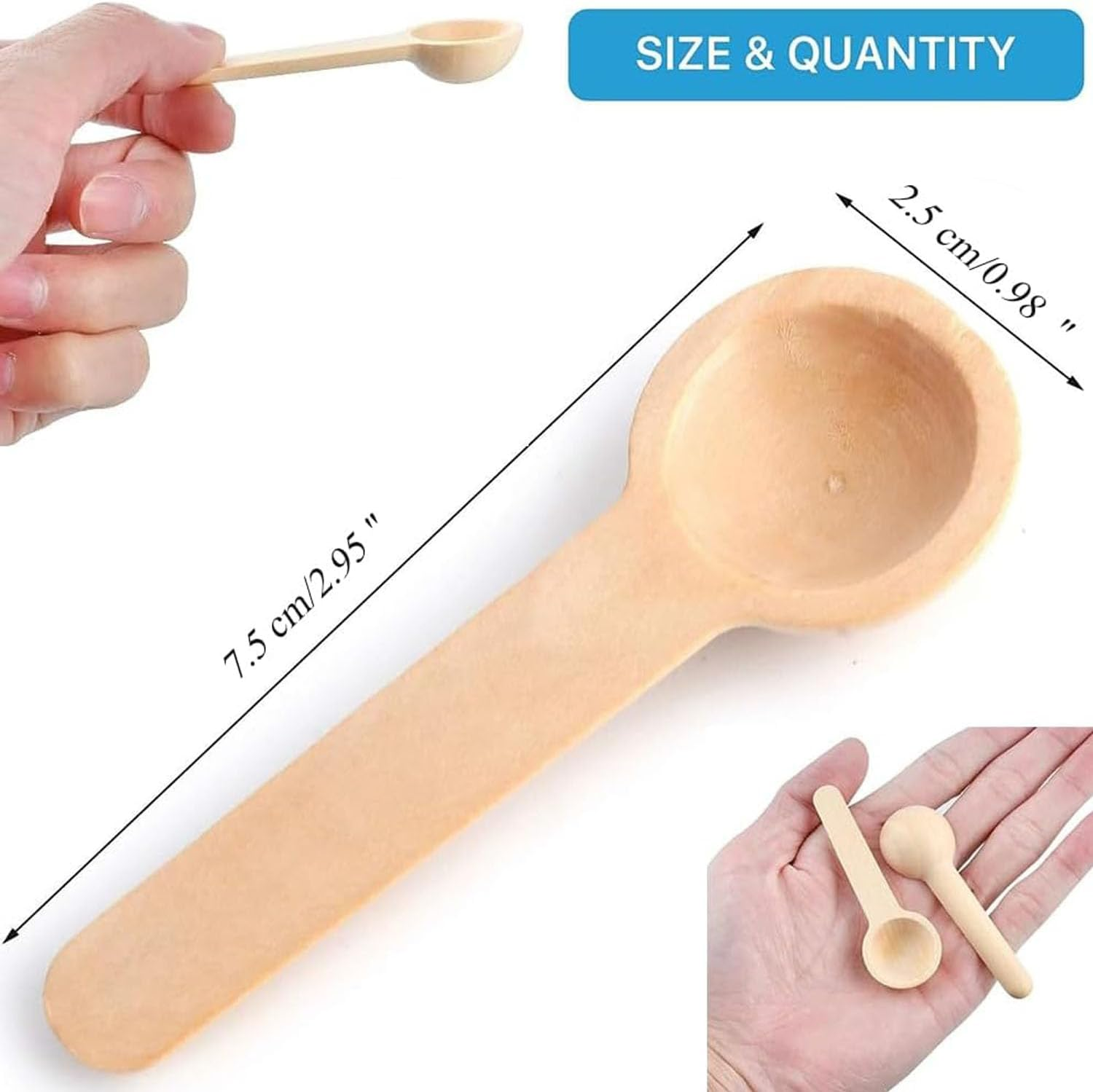 Shengsenfu Small -20 PCS Mini Bamboo Condiment Spoons for Salt Sugar Coffee Tea Honey and Jam Perfect for Seasoning Tasting and Stirring Small Wooden Kitchen Spoons Wooden Coffee image number 3