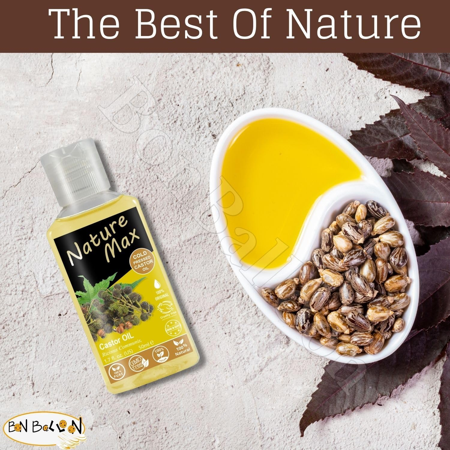 Nature Max Castor Oil Essential Oils Organic Natural Undiluted Pure for Hair & Skin Care Eyelashes & Eyebrows Cold Pressed Premium Quality ( 1Pack = 1.70 Oz / 50 Ml ) زيت الخروع image number 4