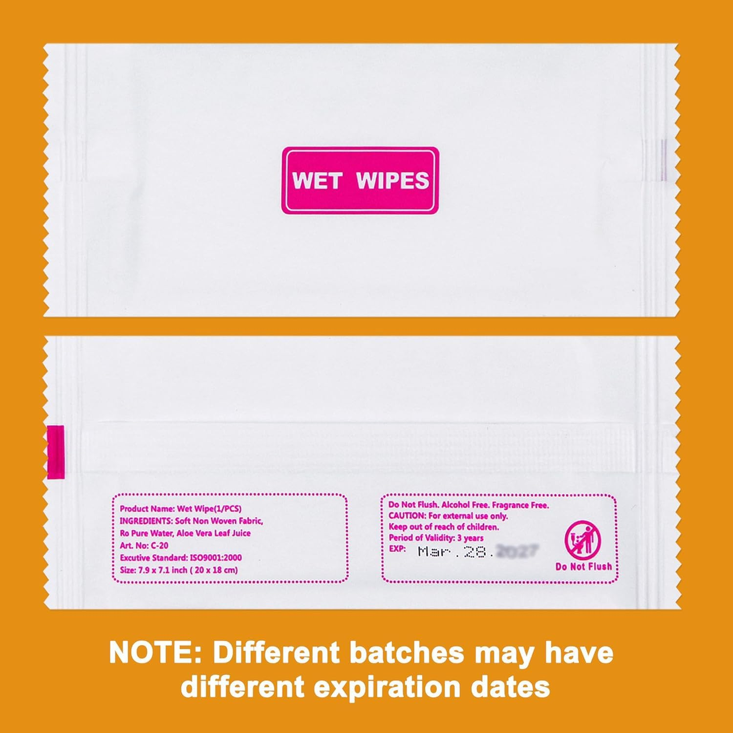 100 Pack Wet Wipes Individually Wrapped, Individual Hand Wipes, Unscented Travel Wipes, Clean Hands Quickly, Wet Wipes Bulk for Homeless, Suitable for Restaurant, Wedding, Barbecue image number 4