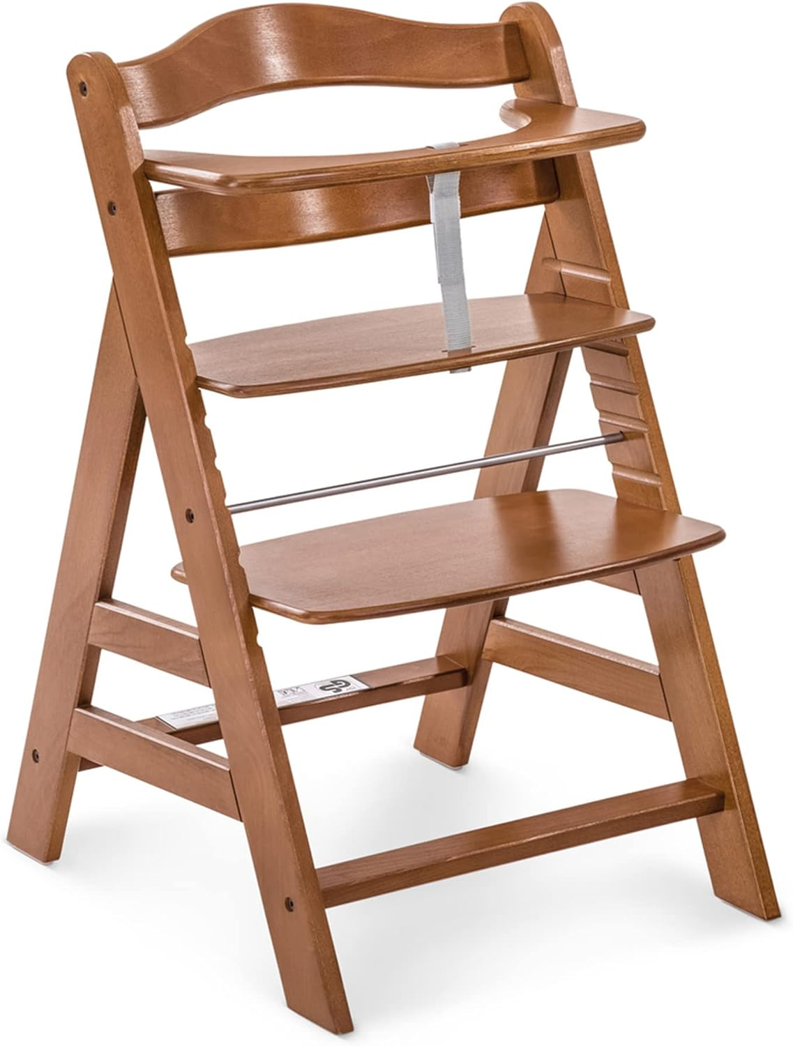 Hauck Alpha+, Grey - Wooden High Chair 6 Months to Adult Sustainable FSC&reg; Certified Beechwood Toddler Feeding and Entertainment Chair, Inclusive 5-Point Harness Bumper Bar Crotch Strap