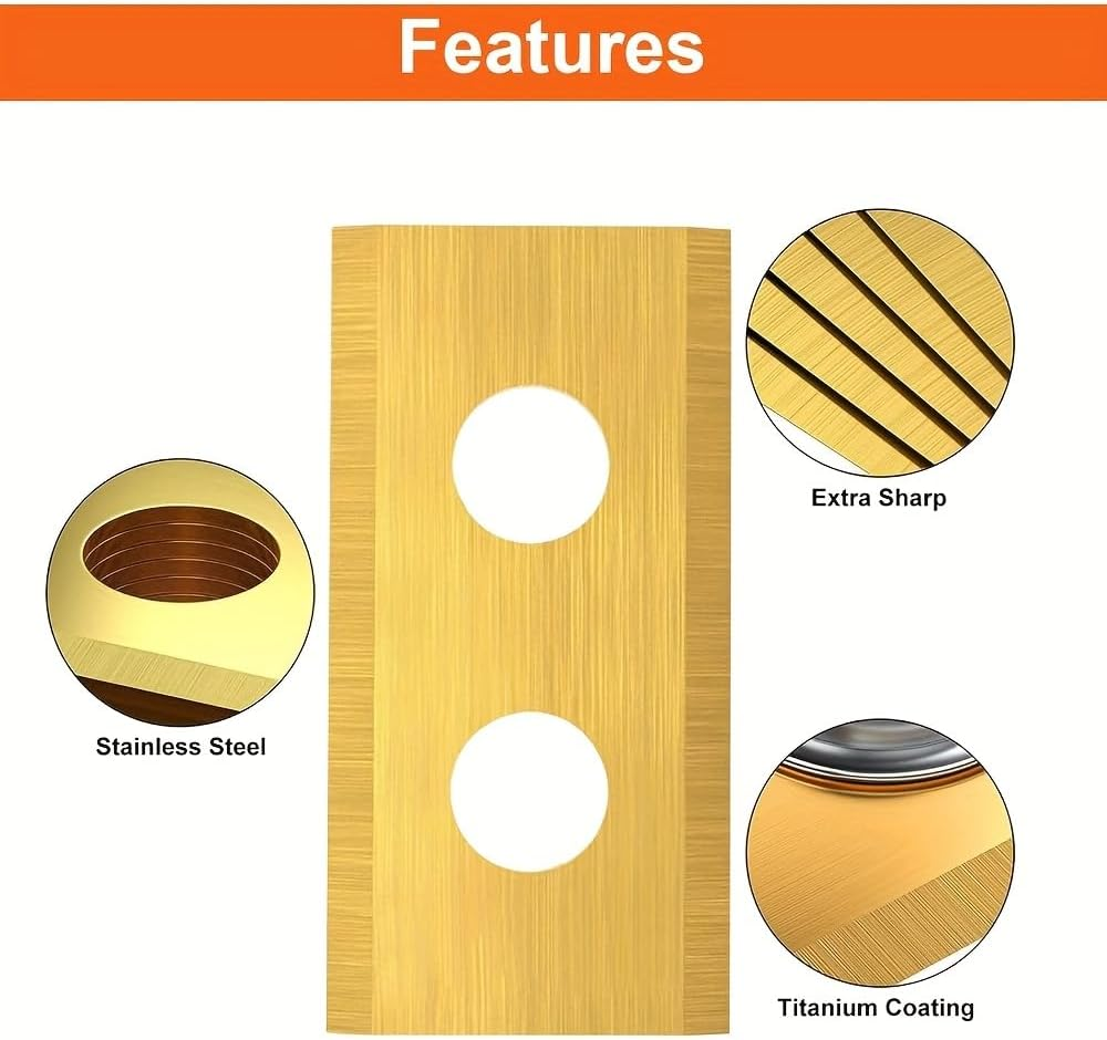 Double-Hole Lawn Mower Blade Replacement Set, Gold Brass, 3.5 Cm Length, Universal Fit, 24 Pack with Mounting Screws image number 3