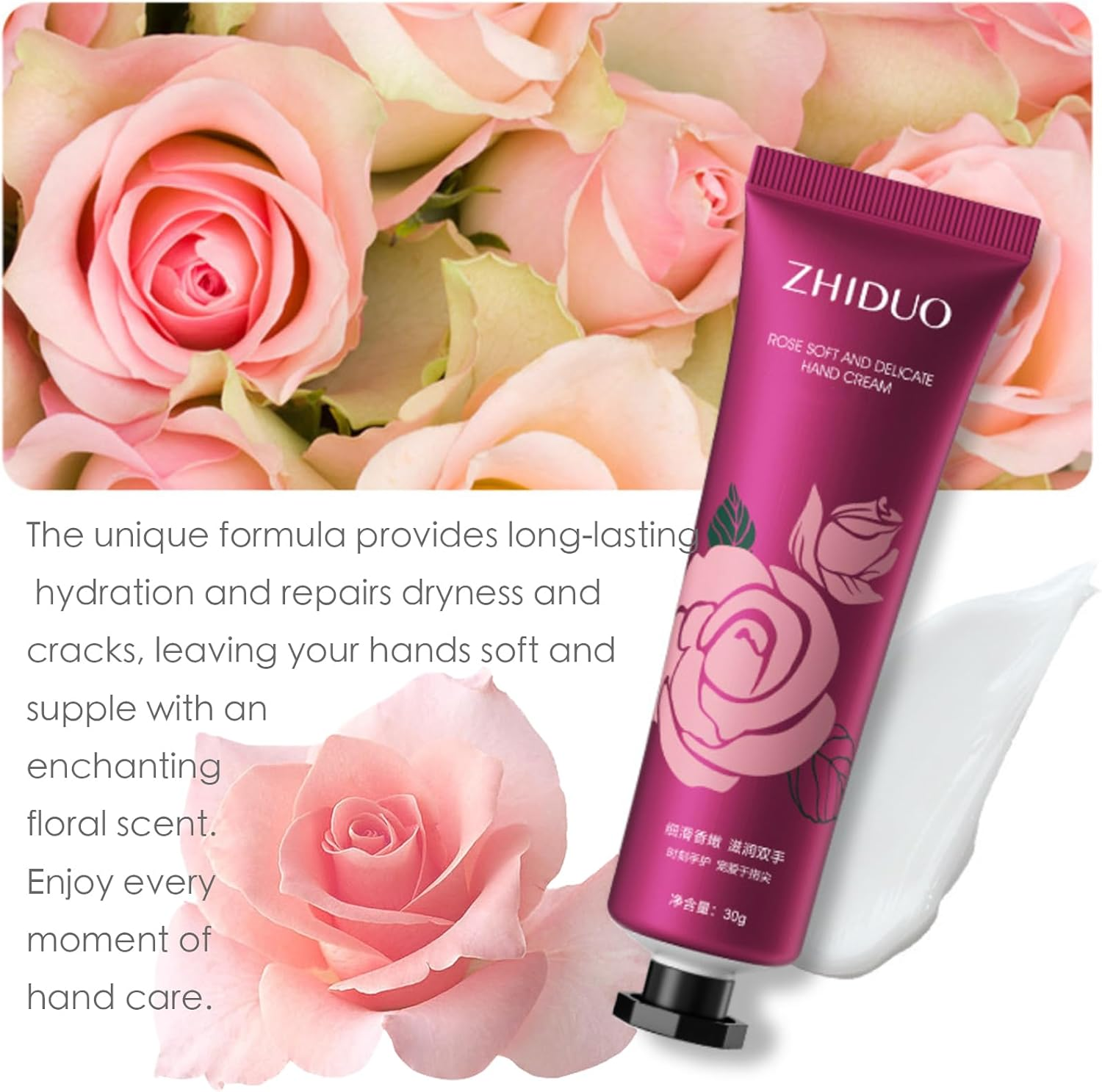 Hand Cream Gift Set, Moisturizing Hand Cream Sets for Very Dry Hands, Nourishing Non-Greasy Natural Fruit Flowers Fragrance Multipack Hand Care Lotion Hand Cream Gift for Women (4PCS) image number 5