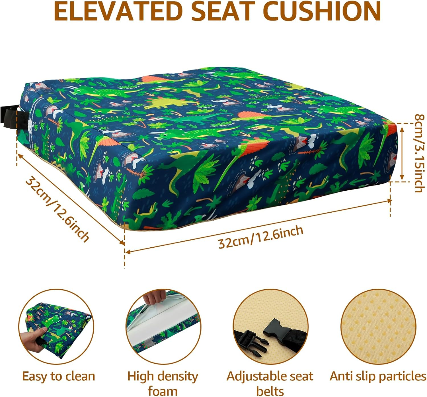 Toddler Booster Seat for Dining Table, Portable Booster Seat with Adjustable Safety Belt and Fastening Strap, Non-Slip Bottom Increasing Booster Cushion for Travel Home Toddler (Blue) - White image number 2