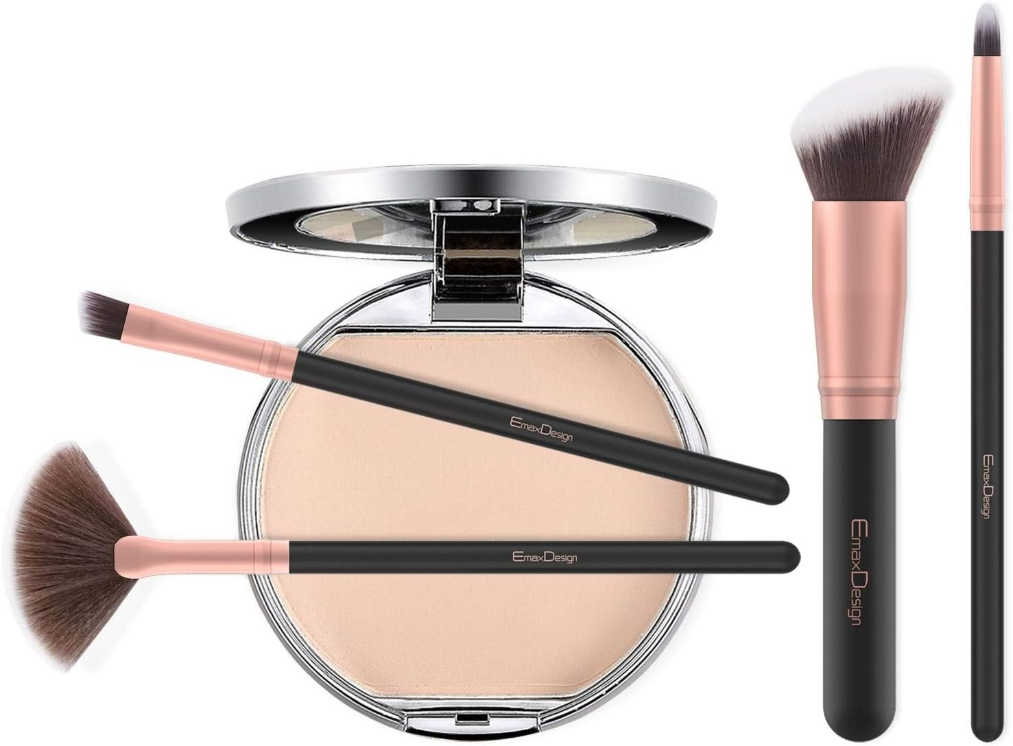 Emaxdesign Makeup Brushes 17 Pieces Premium Synthetic Foundation Brush Powder Blending Blush Concealer Eye Face Liquid Powder Cream Cosmetics Brushes Kit (Rose Gold) image number 3