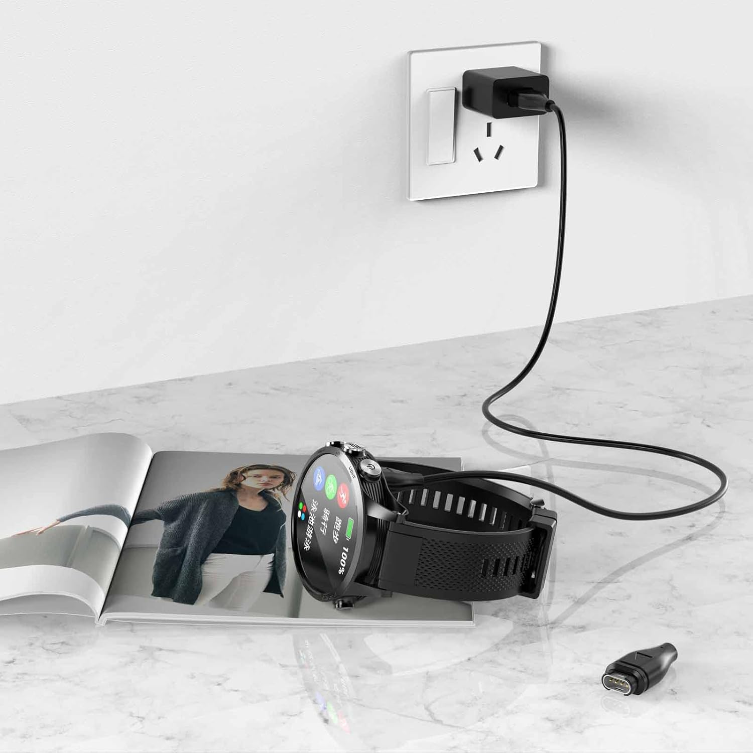 2 Pack 1.6Ft Charger Cable Charing Cord for Garmin Watch Fenix 5 6 7 8, Vivoactive, Instinct, Venu, Tactix, Forerunner, Approach, D2, Venu, Vivomove, Quatix, Dark Gray image number 4