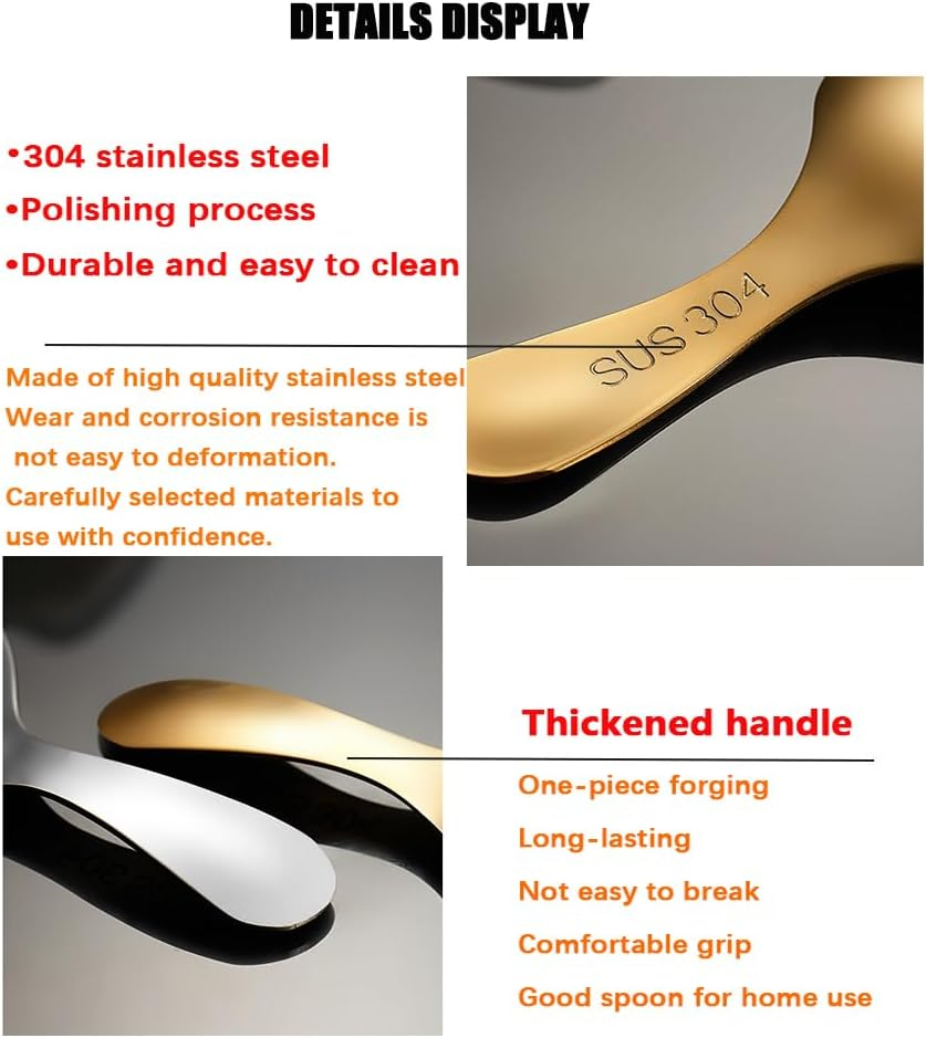 5PCS Short Handle Spoon, Stainless Steel Mini Spoons Thickened Small round Spoon for Salt Condiments Dessert Tea Coffee (Rose Gold) image number 1