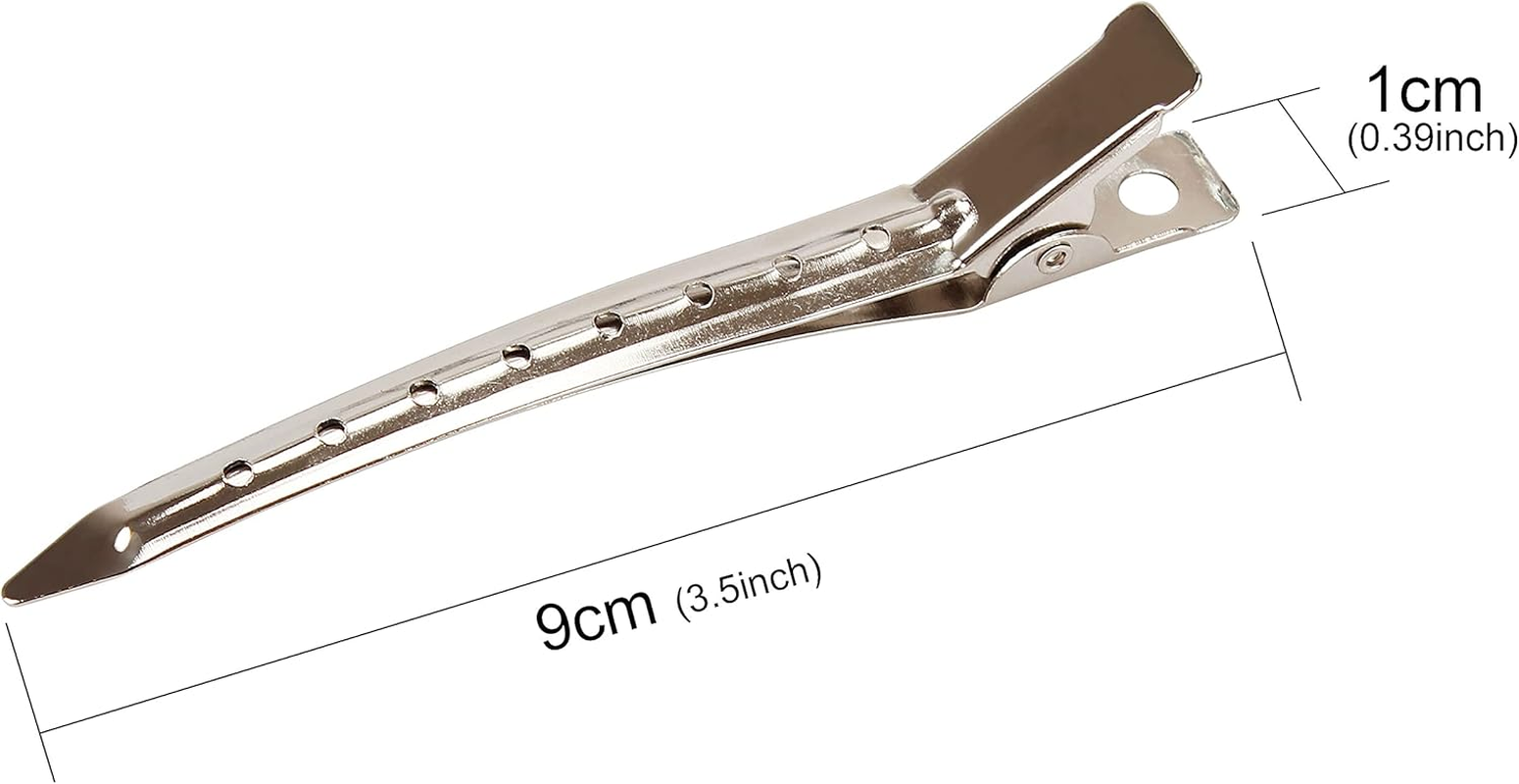 Beayuer 25 Pieces Duck Bill Hair Clips, 3.5 Inch Rustproof Metal Alligator Curl Clips with Holes for Hair Styling, Hair Coloring, Thick Hair Sectioning, Salon, Bows DIY, Silver (25 Pcs, Silver) image number 2