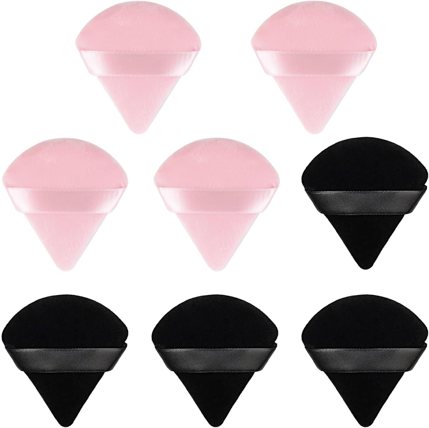 8 Pieces Triangle Makeup Powder Puff, Face Sponge Powder Puff, Washable Reusable Sponge, Wet Dry Makeup Tool for Loose Powder or Foundation Blush (4Black + 4Grey)