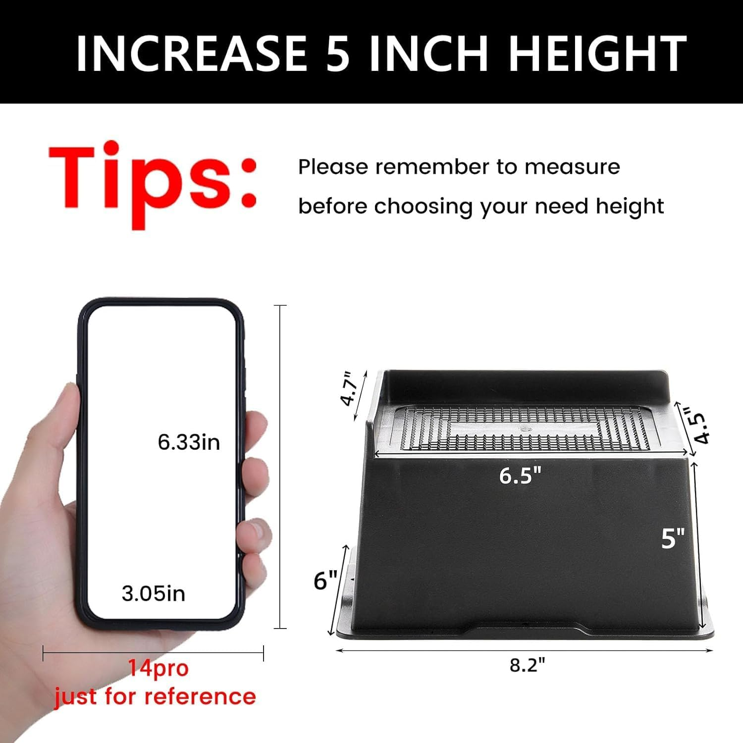 MQFORU Bed Risers 5 Inch Heavy Duty, Oversided Furniture Risers Supports up to 6,000 Lbs, Sofa Risers for Desk, Table, Couch, Black, Pack of 4 image number 3