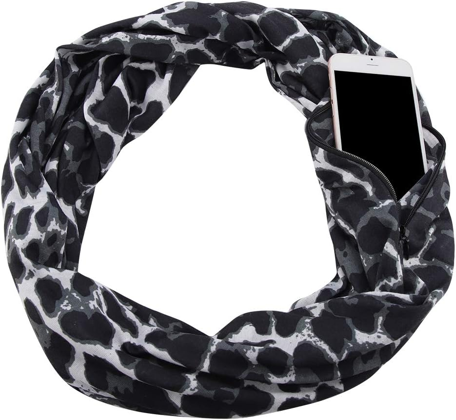 ANKROYU Reusable Loop Scarf Storage Bag with Zipper Multipurpose Travel Accessory for Wallet Passport Small Items Polyester Golden Silver 165 180Cm image number 5