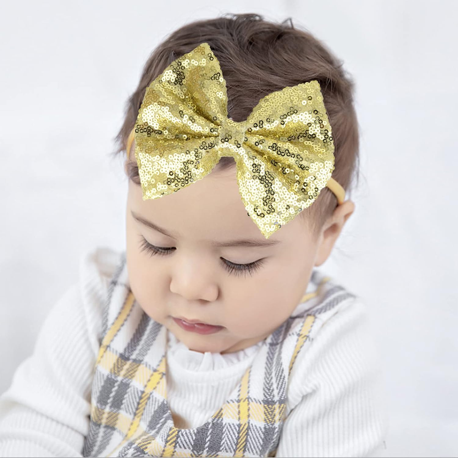 Song Qing Baby Infant Girls Hair Band Sequined Bow Headband Turban Knot Hair Headwear image number 1