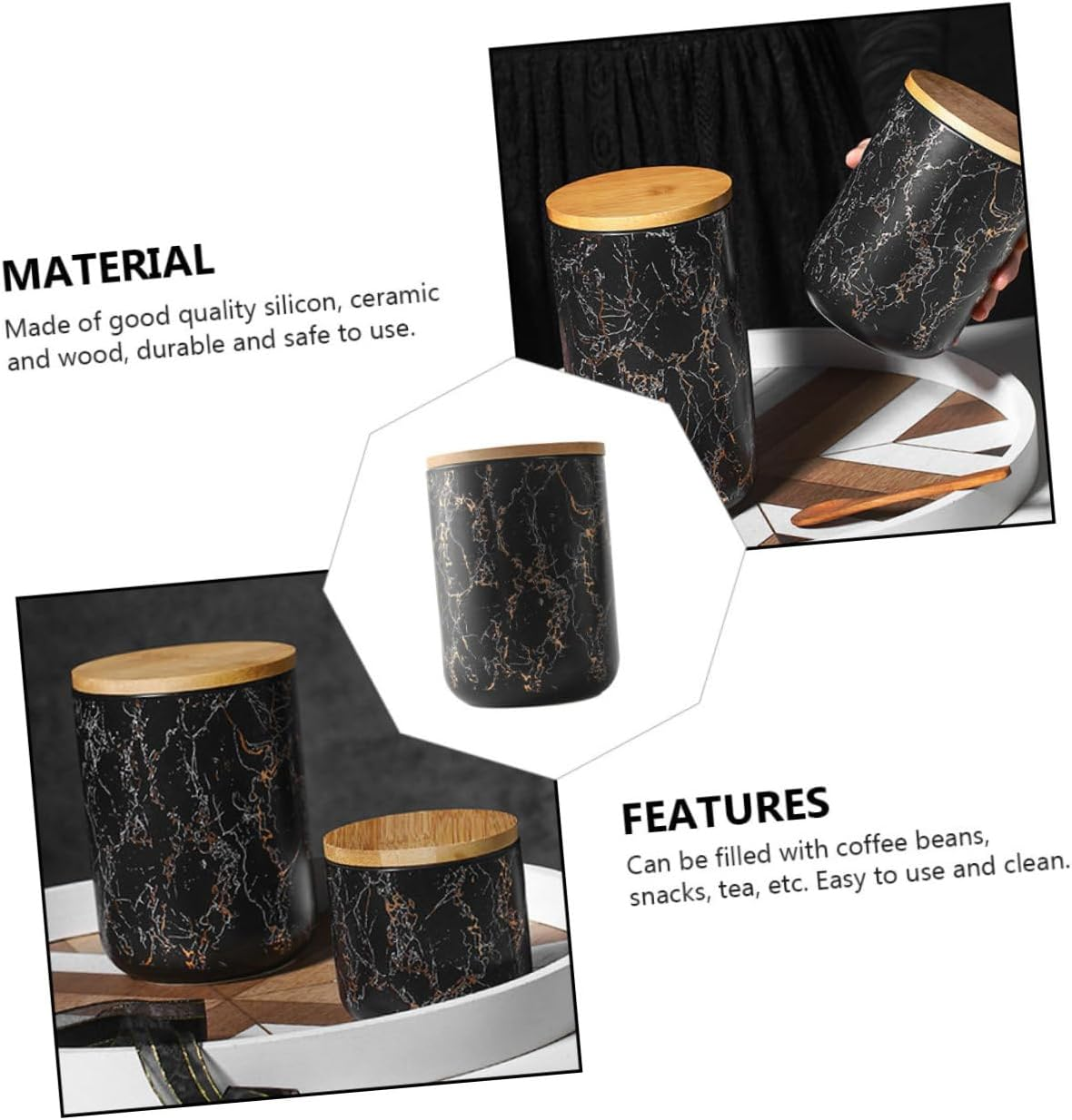 FELTECHELECTR 1Pc Marble Sealed Storage Jar Lid for Kitchen Elegant Candy Snack Container for Dried Fruits Coarse Grains Practical Home Organization image number 6