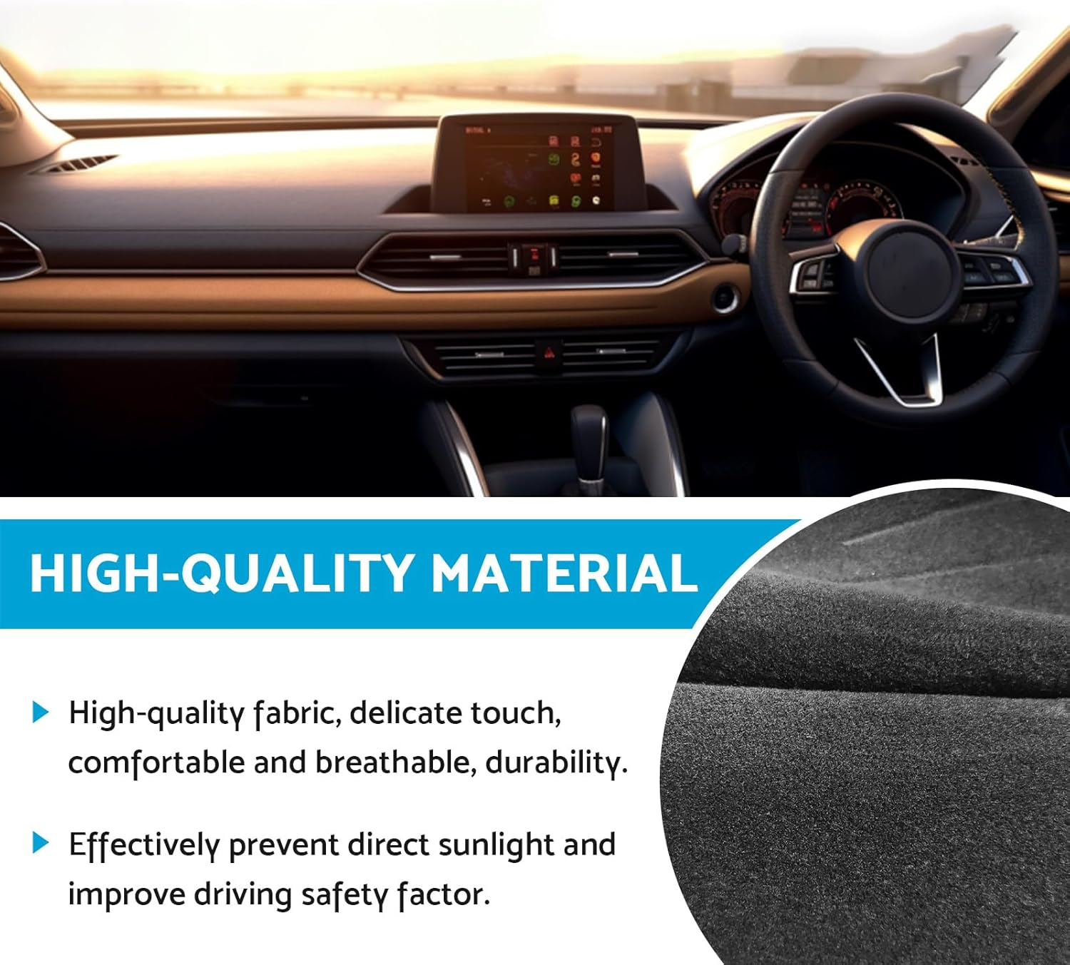 KAKA AUTO PARTS Dash Mat Dashmat Dashboard Cover Compatible with Mazda CX-5 CX-8 with HUD 2017-2022 image number 3