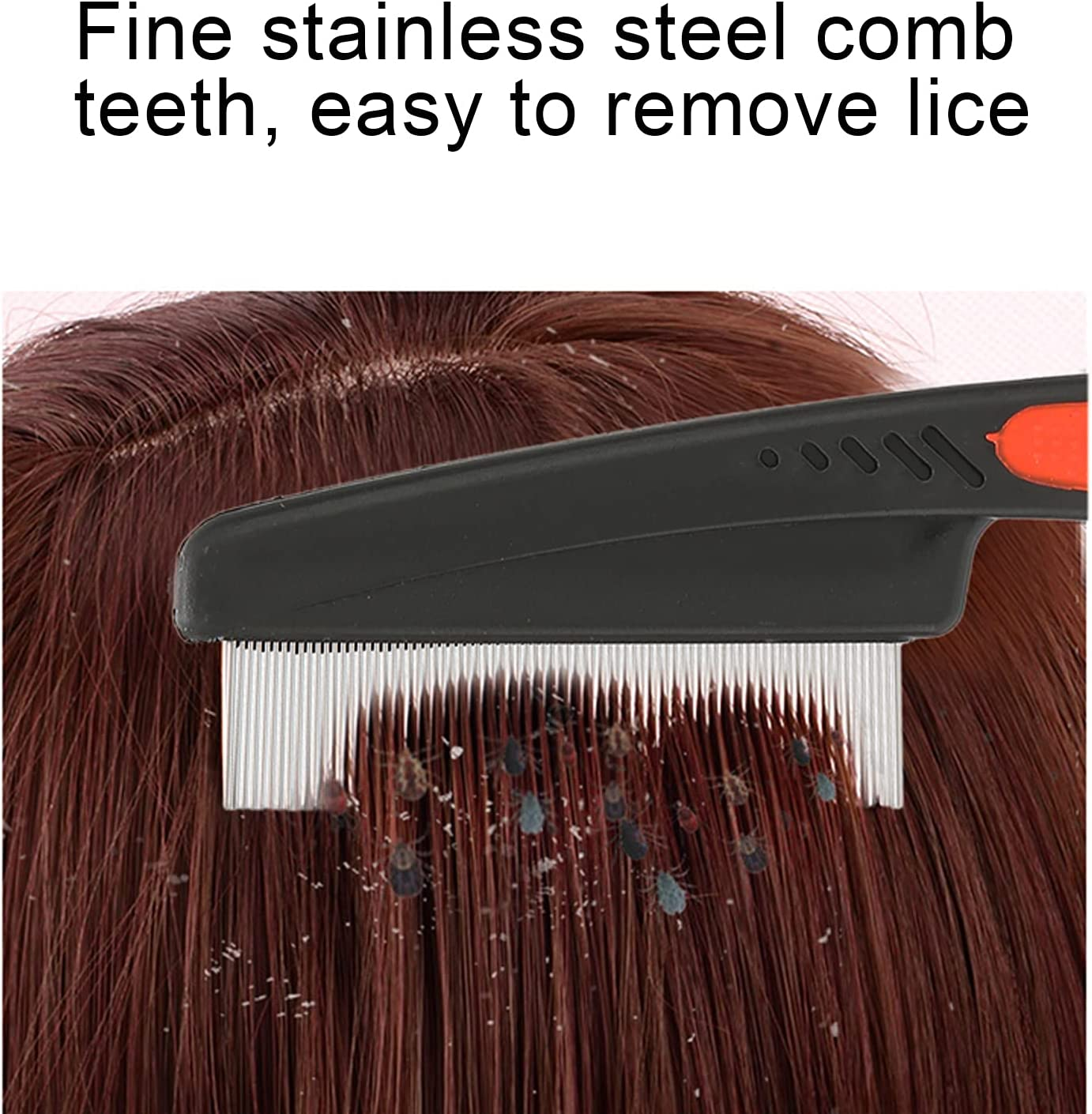 Fine Tooth Comb, Professional Stainless Steel Microgrooves Lice Nit Removal Hair Comb Reliable for Remove Lice Nit and Dandruff for All Hair Types image number 1